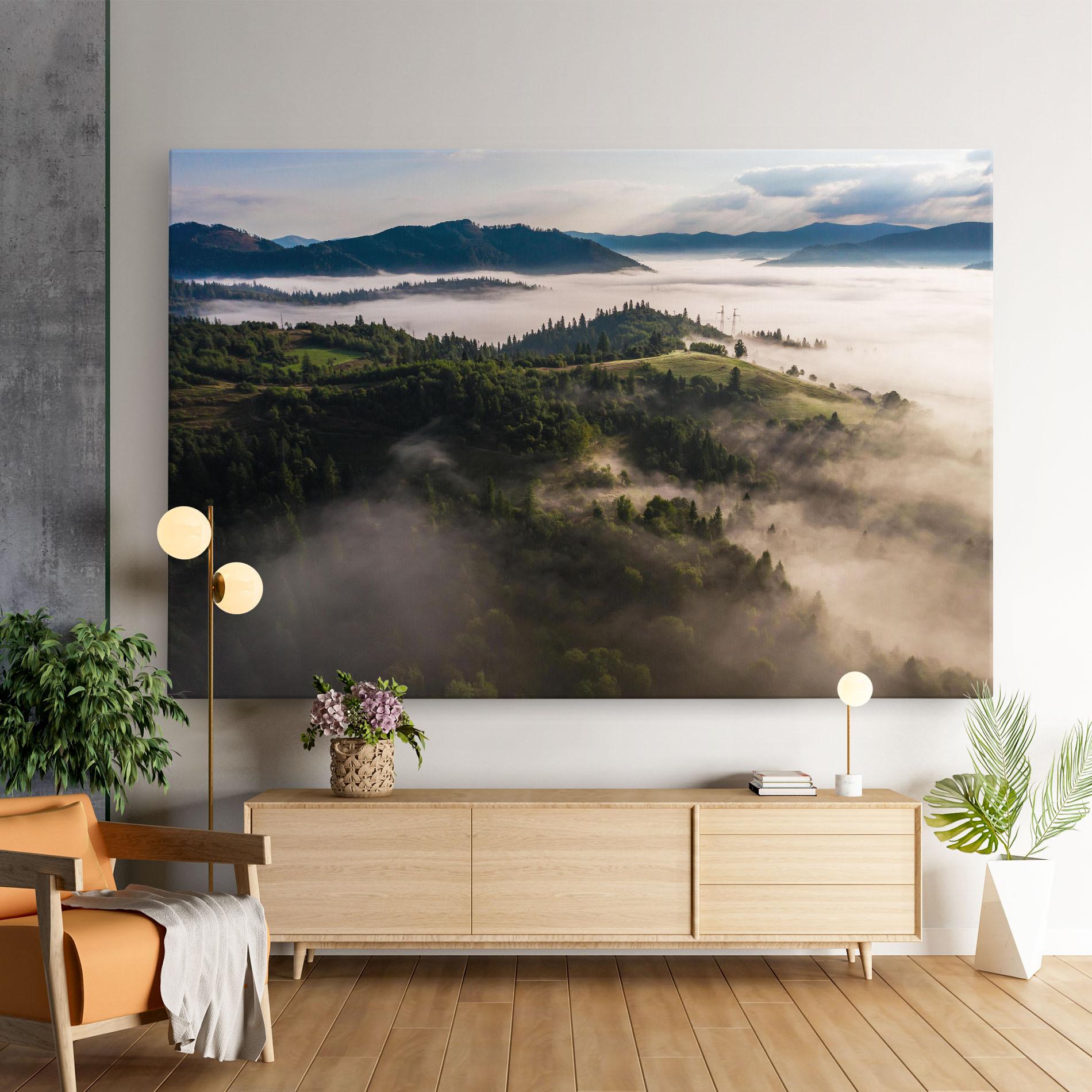 Leinwandbild Foggy Forest View mockup 9