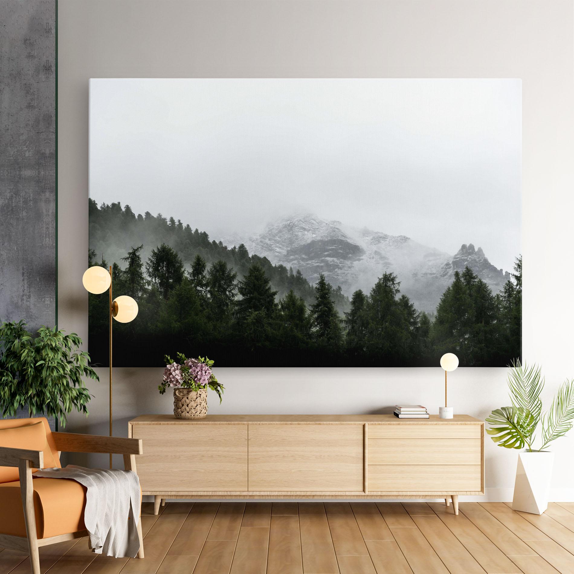 Leinwandbild Foggy Mountain Forest mockup 9