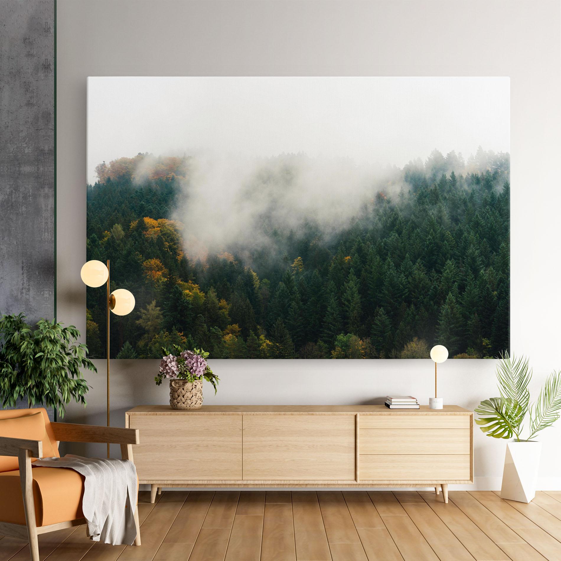 Leinwandbild Foggy Tree Forest mockup 9