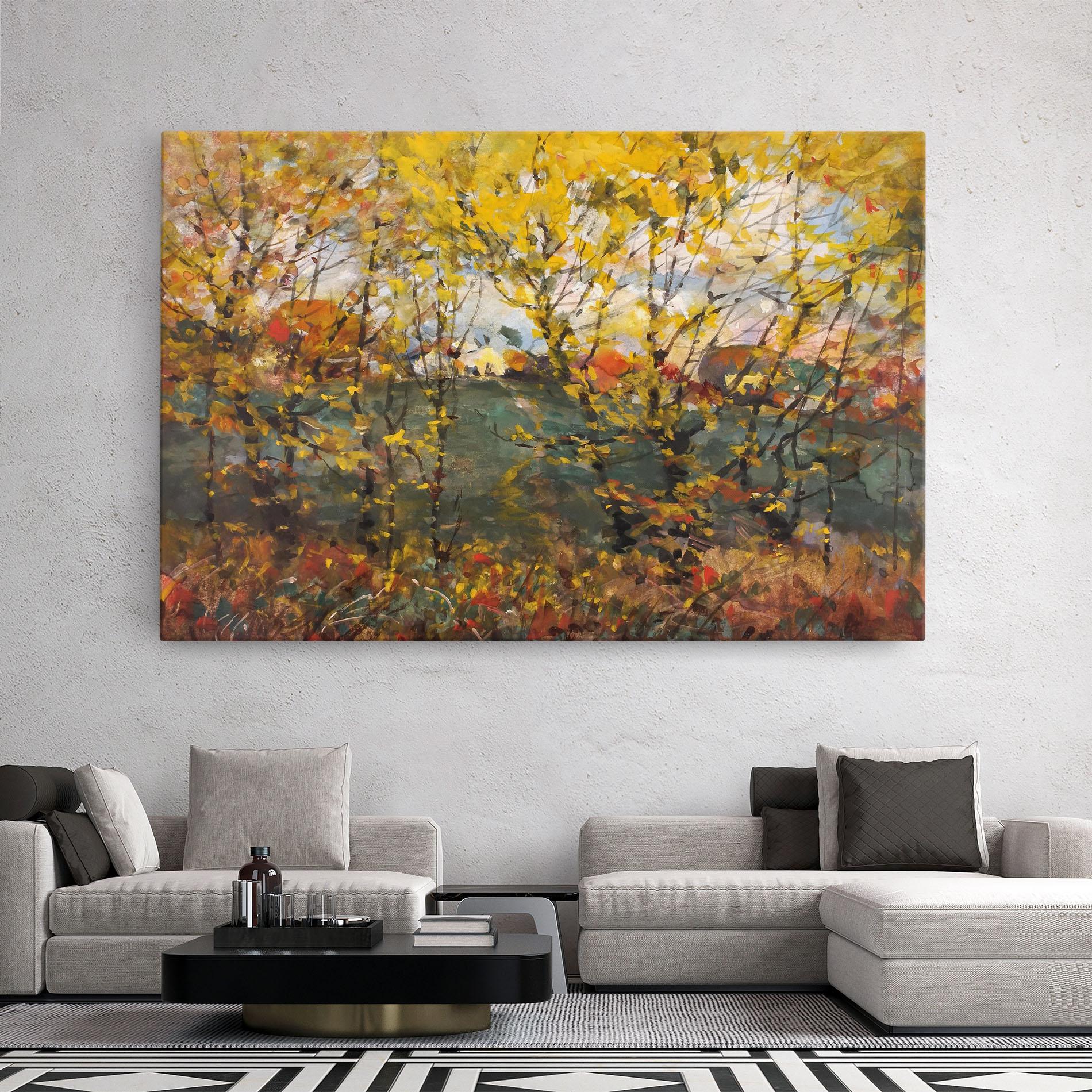 Leinwandbild Autumn Painting Tree mockup 2