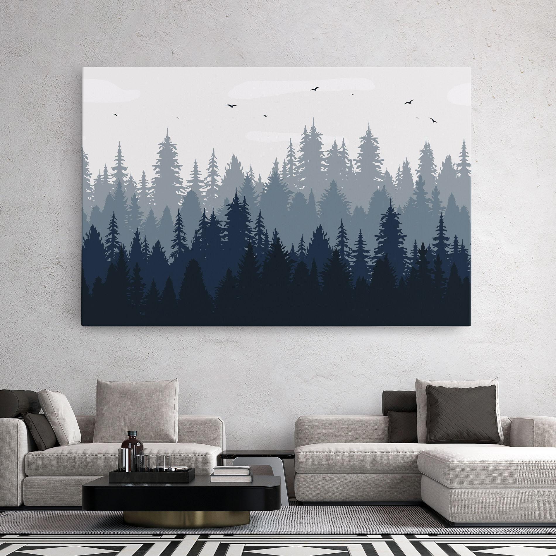 Leinwandbild Foggy Blue Forest mockup 2