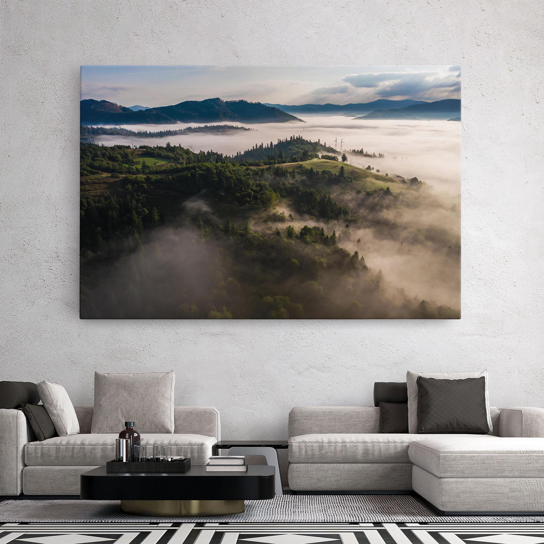 Leinwandbild Foggy Forest View mockup 2