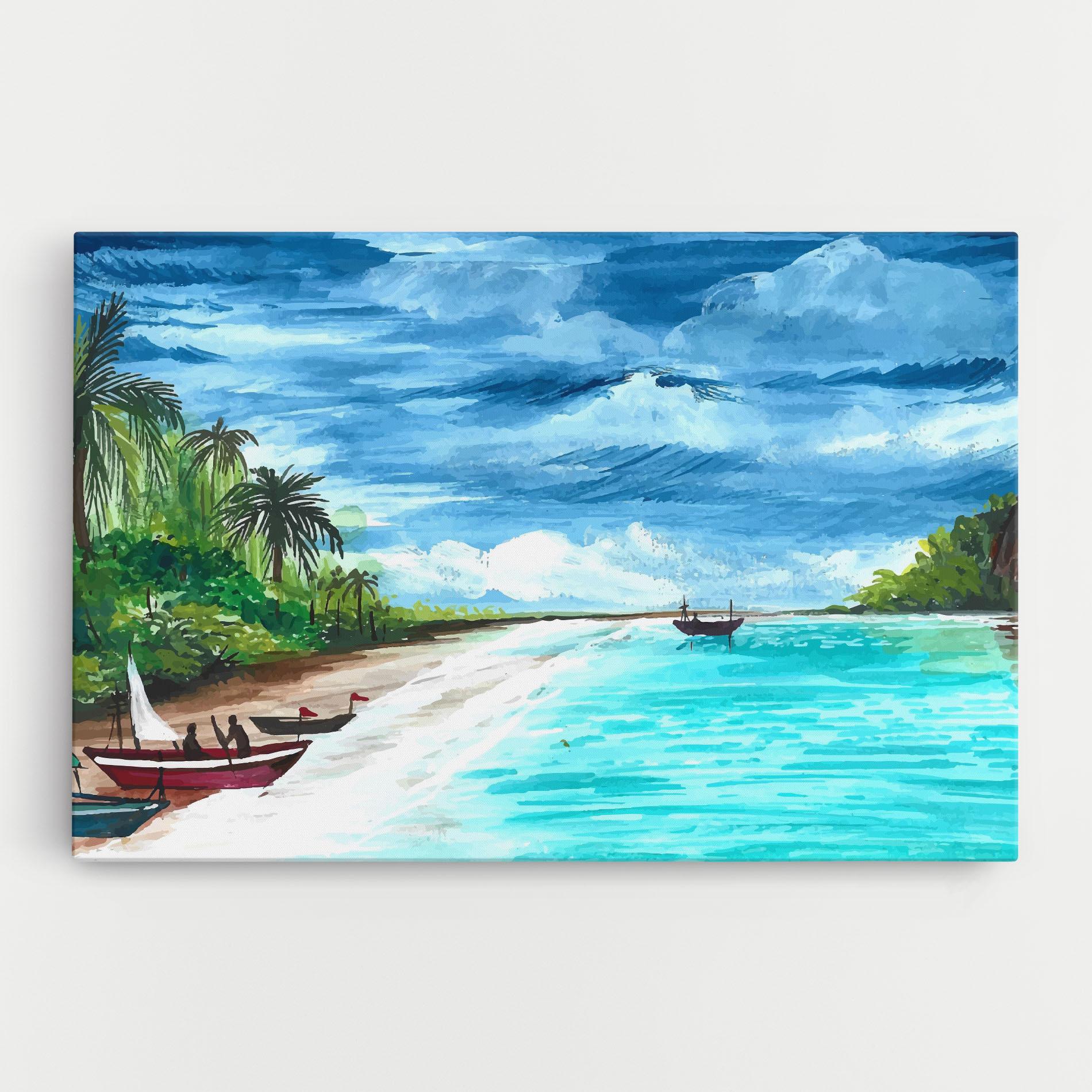 Leinwandbild Beach Painting Art mockup 0