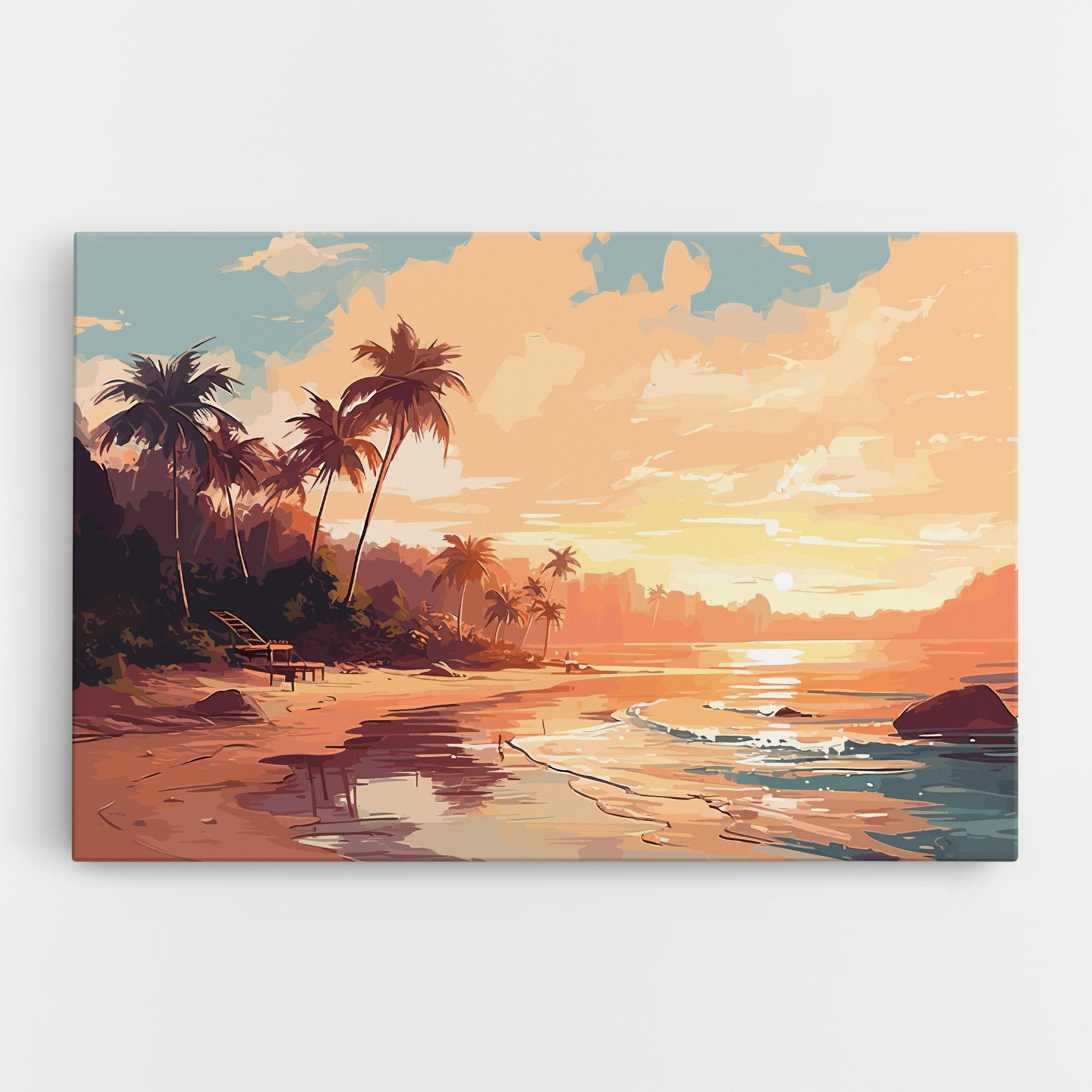 Leinwandbild Blue Orange Beach mockup 0
