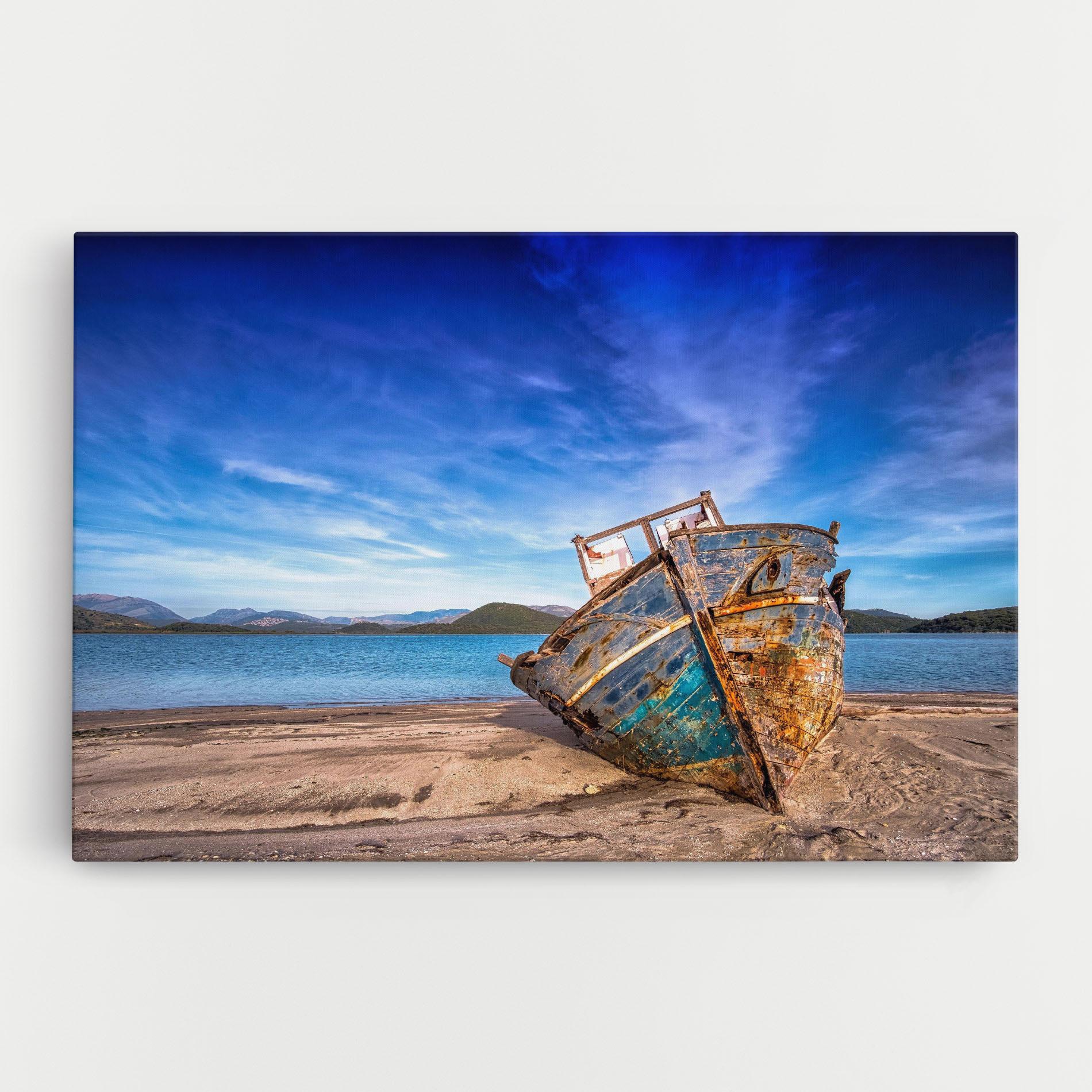 Leinwandbild Boat Blue Sky mockup 0