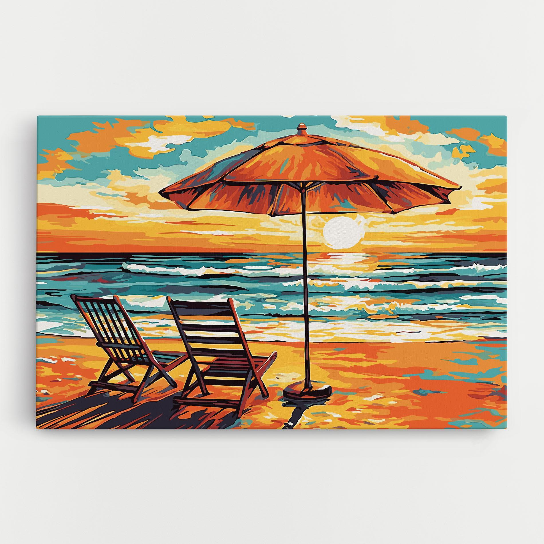 Leinwandbild Chair Sunset View mockup 0