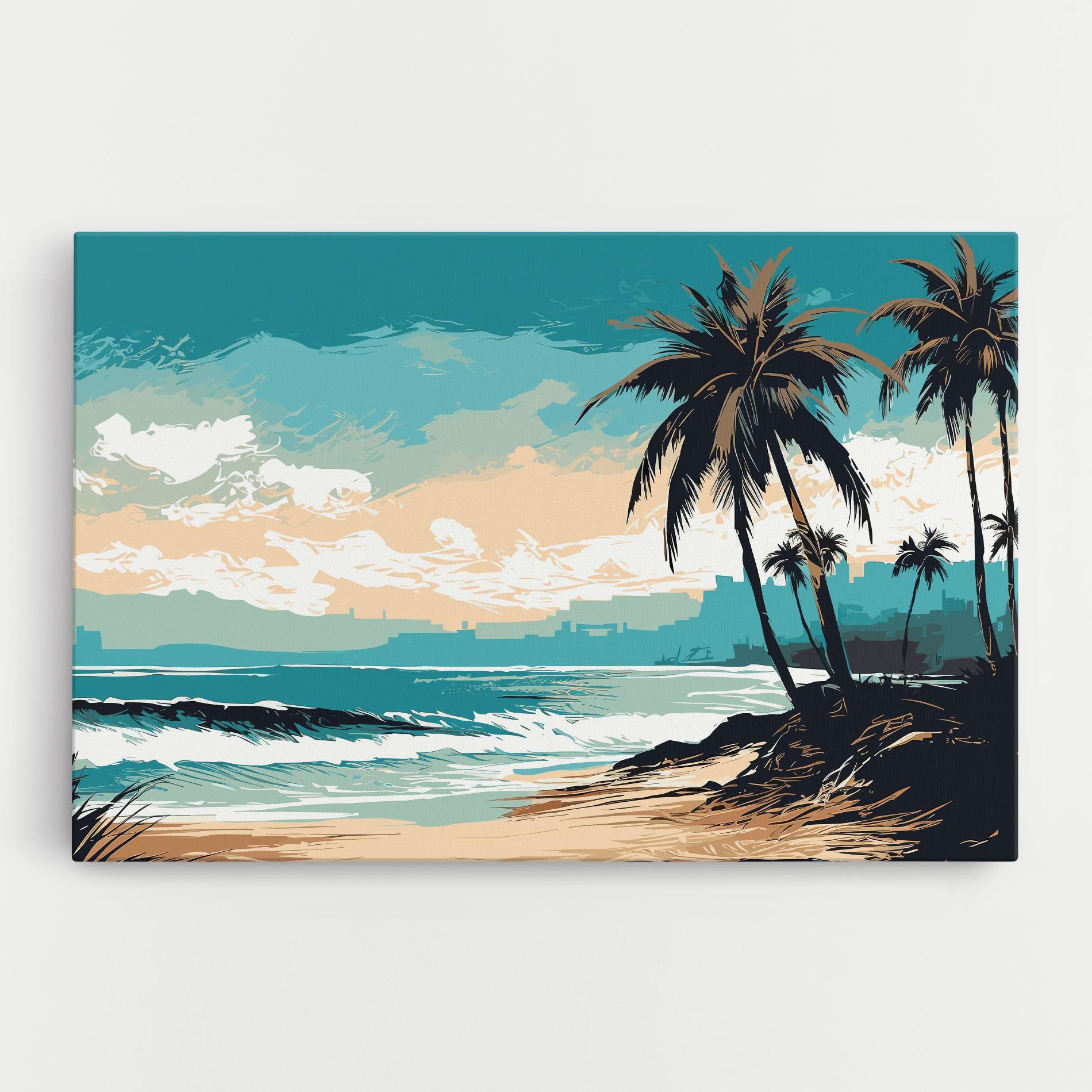 Leinwandbild Cream Blue Beach mockup 0