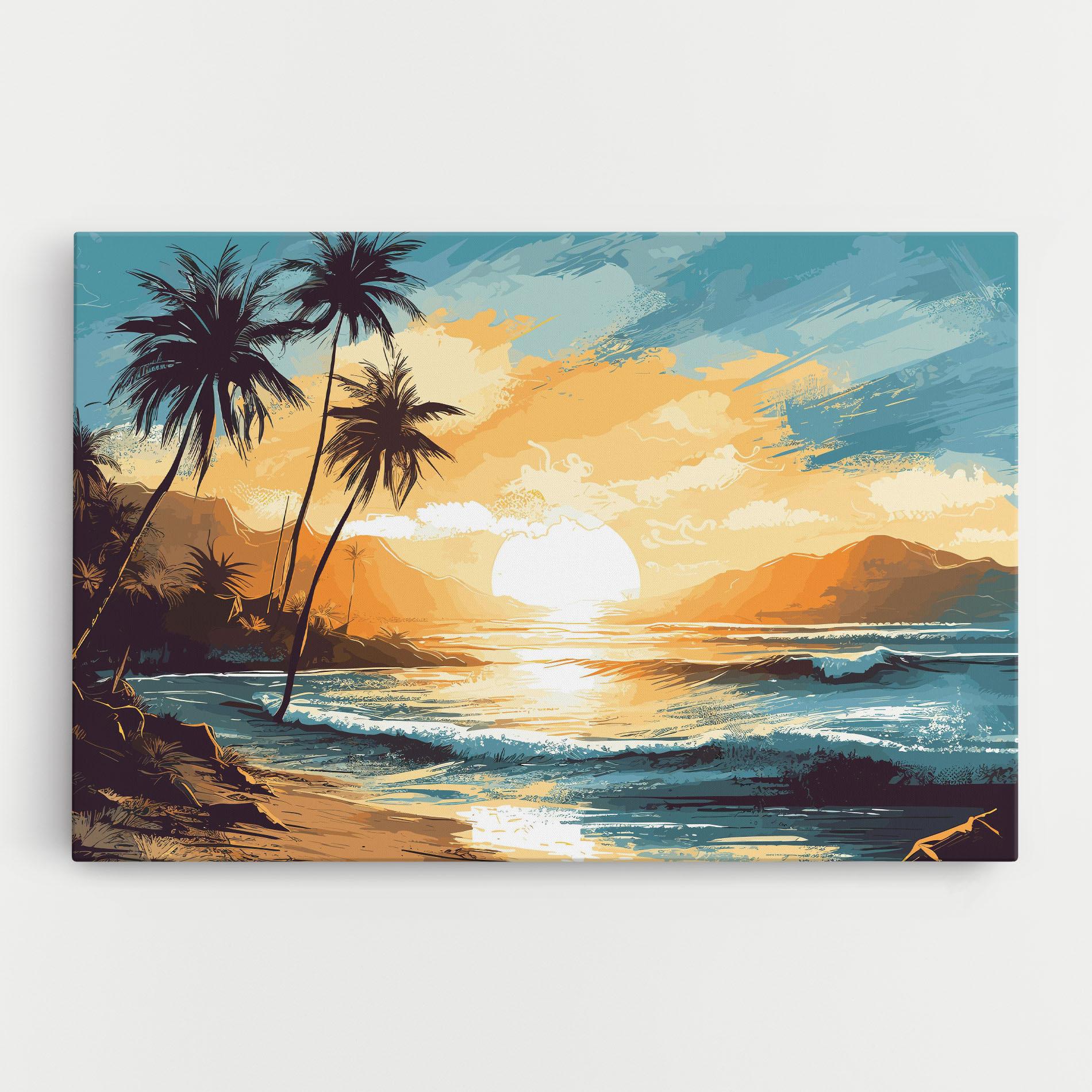 Leinwandbild Sunrise Beach View mockup 0
