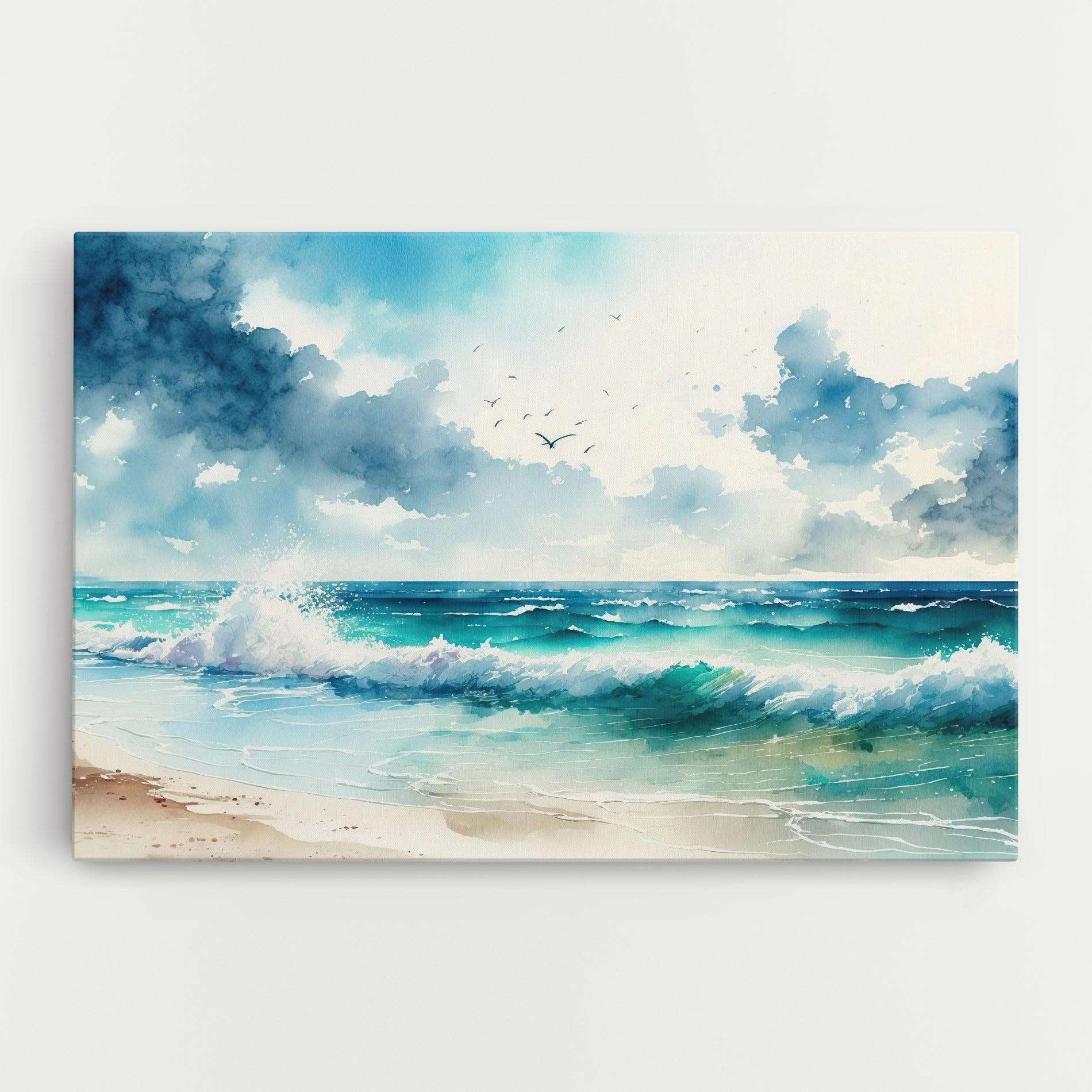 Leinwandbild Watercolor Sea Beach mockup 0