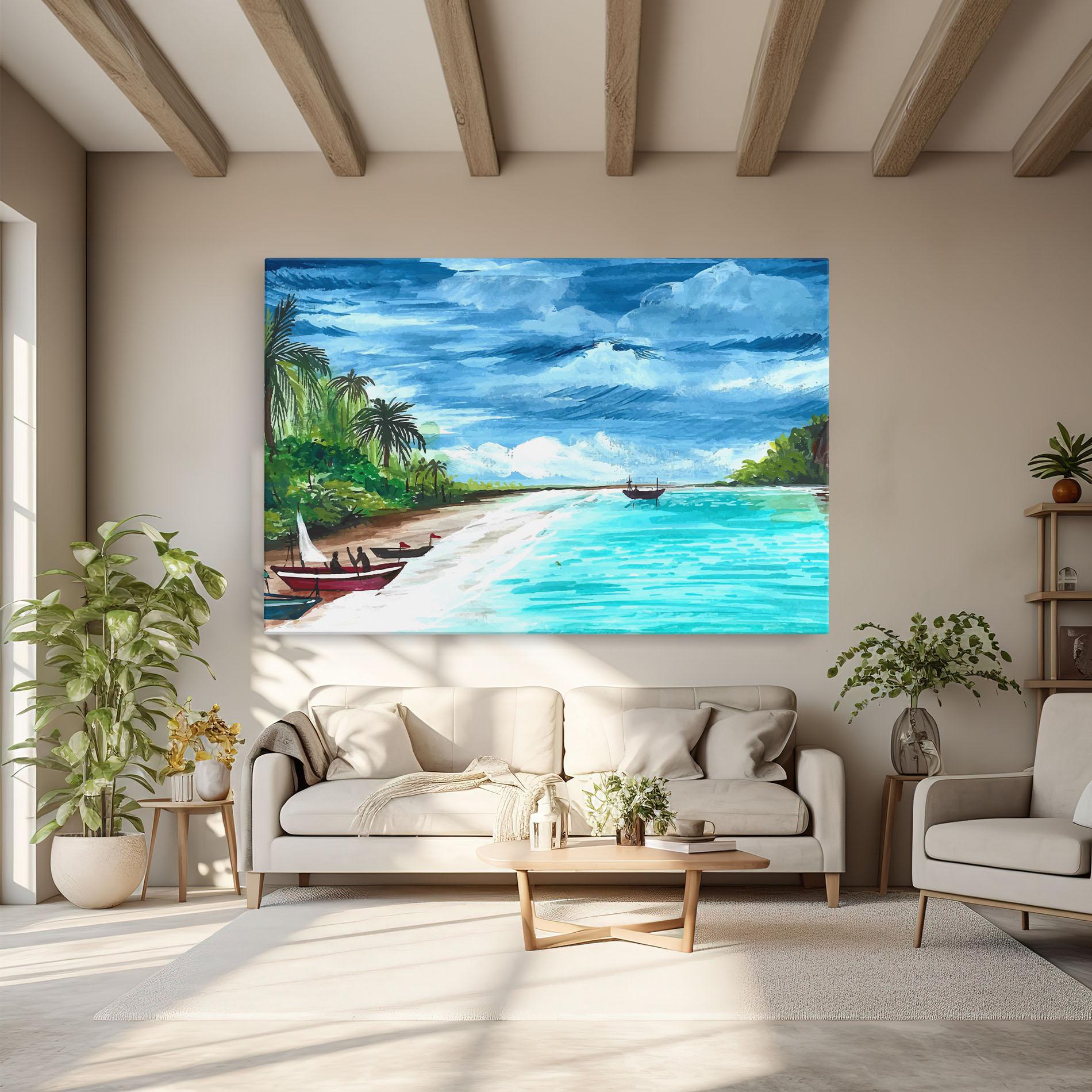 Leinwandbild Beach Painting Art mockup 6