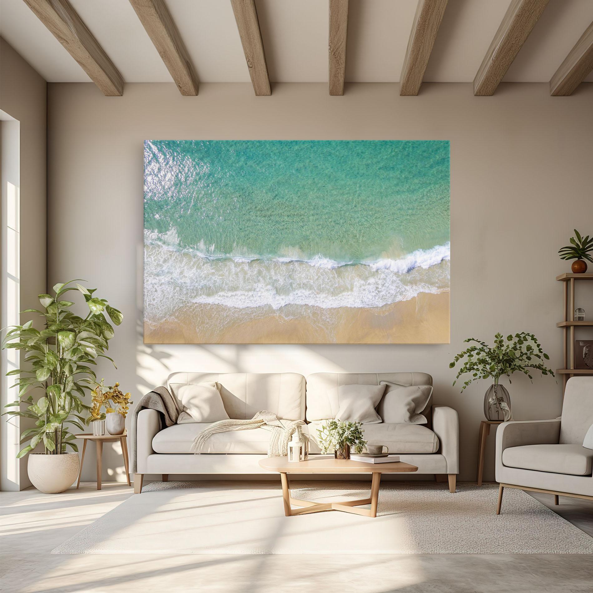 Leinwandbild Blue Waves Beach mockup 6