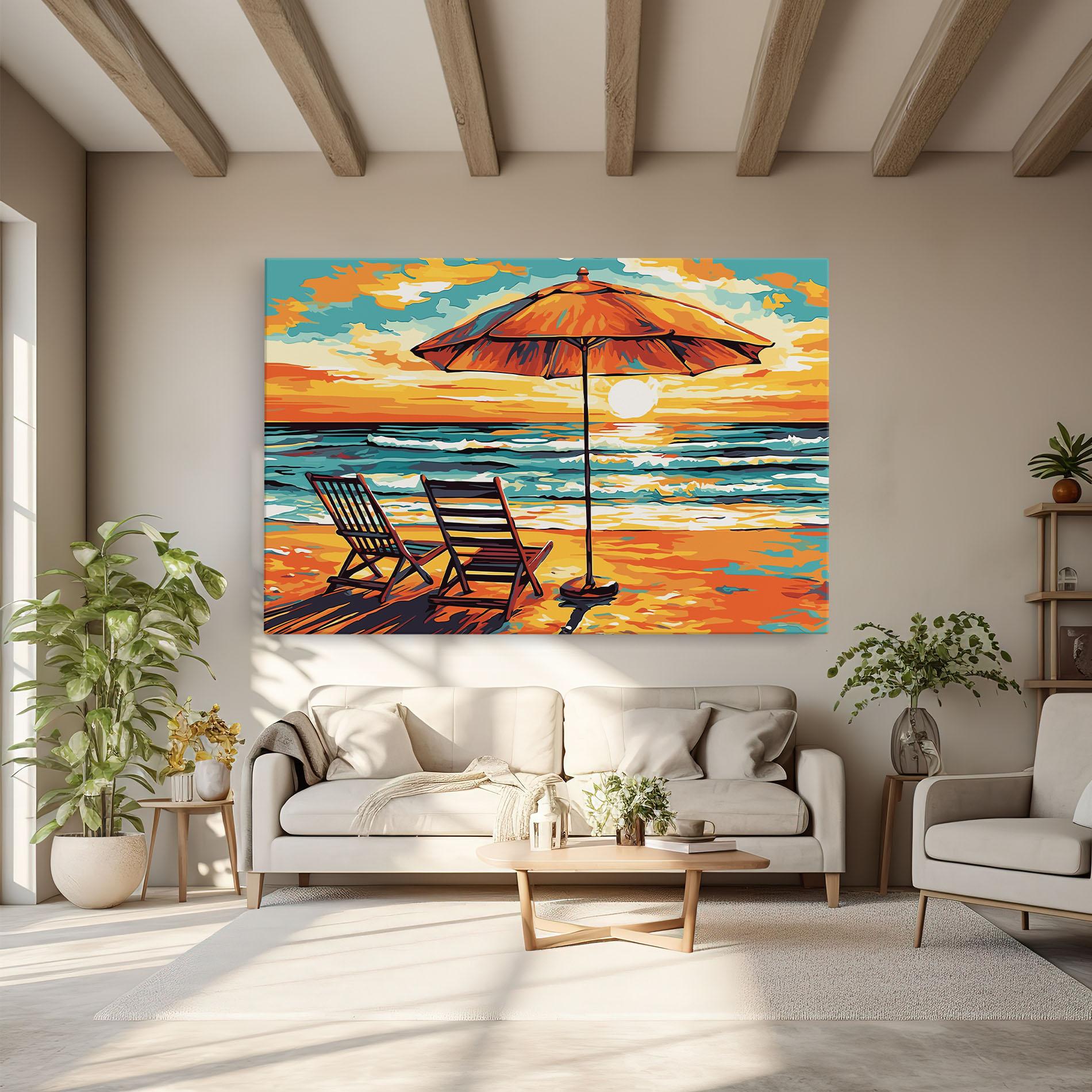 Leinwandbild Chair Sunset View mockup 6