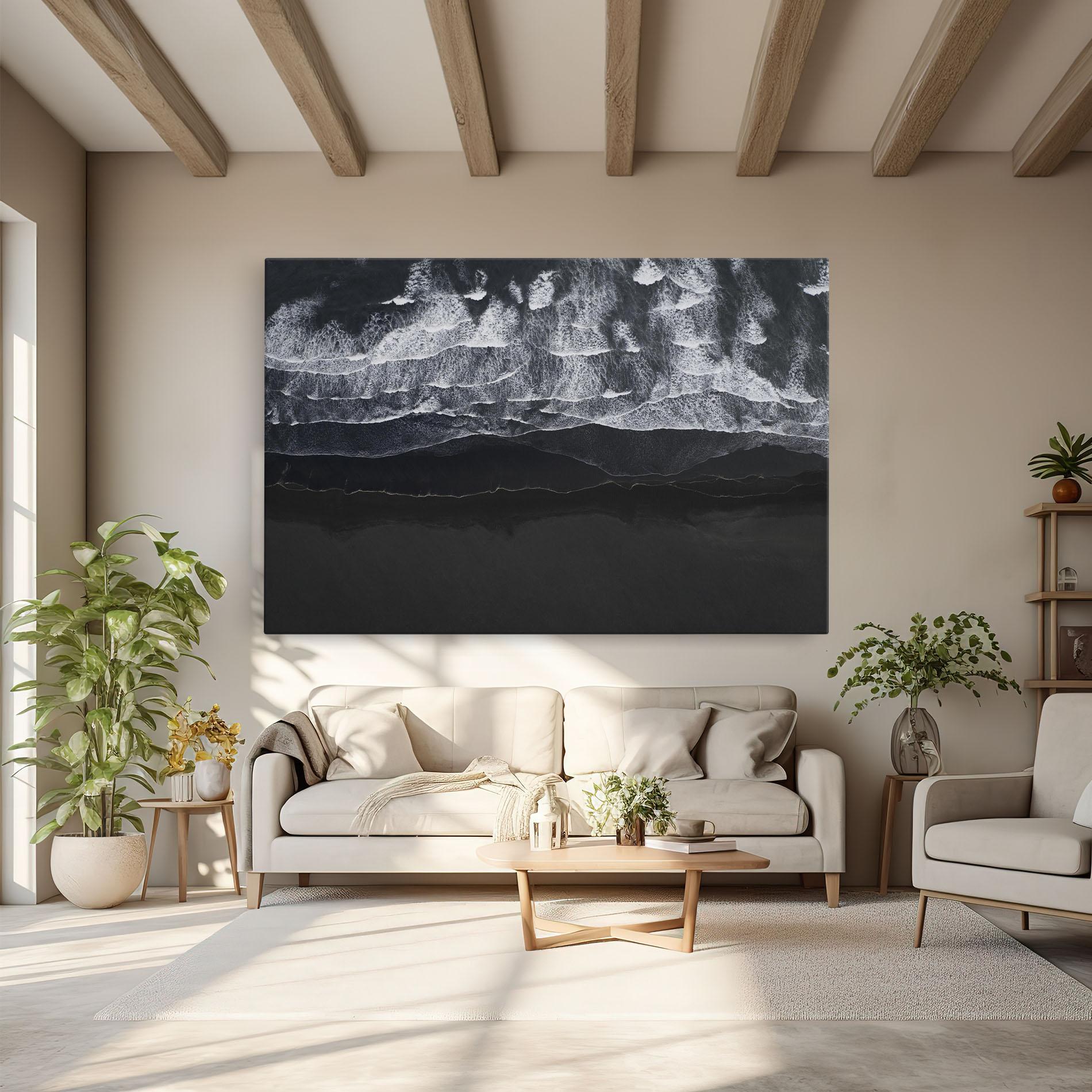 Leinwandbild Grey Waves Beach mockup 6