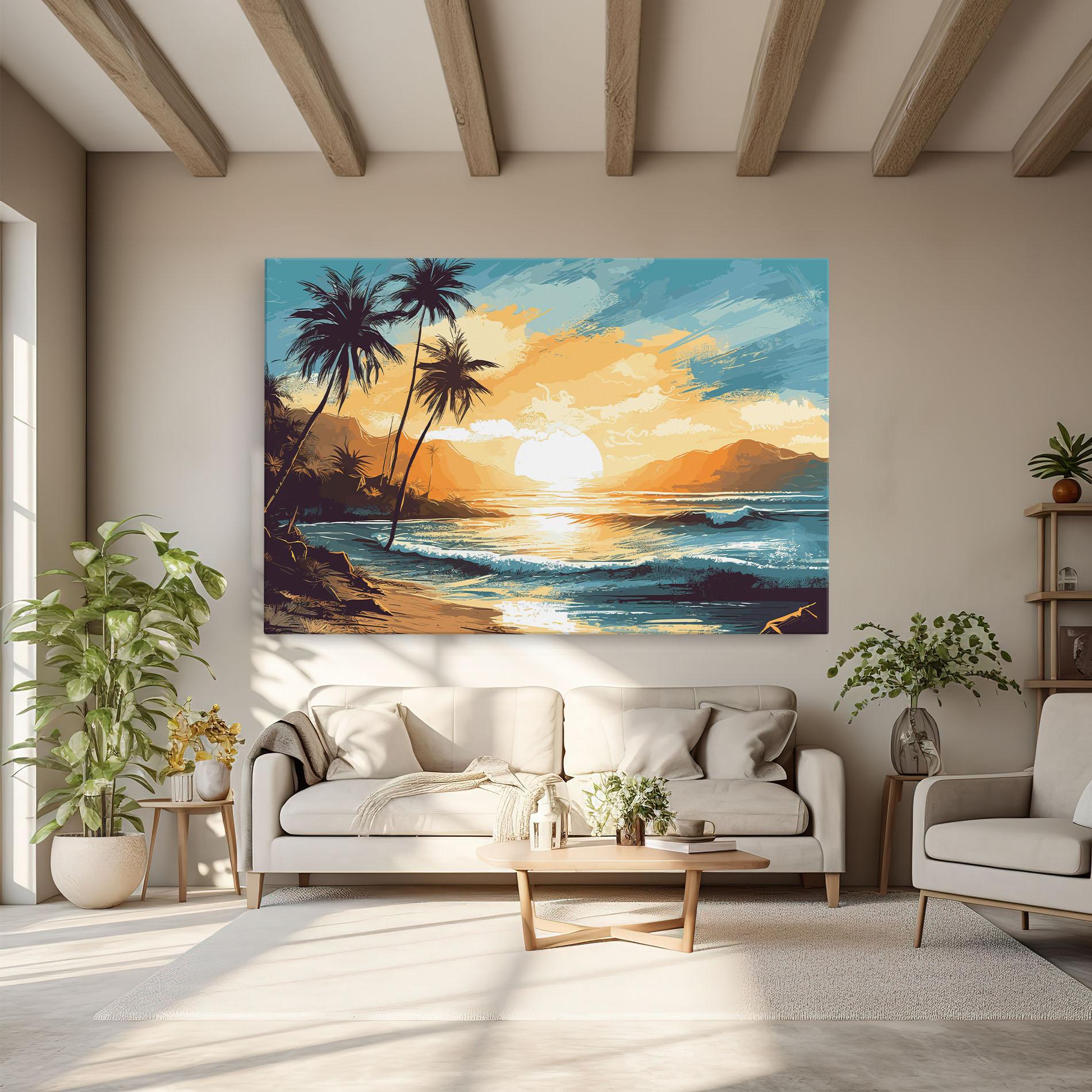 Leinwandbild Sunrise Beach View mockup 6