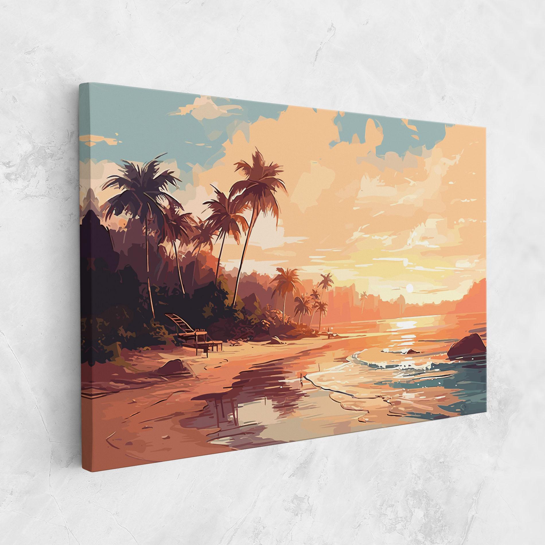Leinwandbild Blue Orange Beach mockup 1