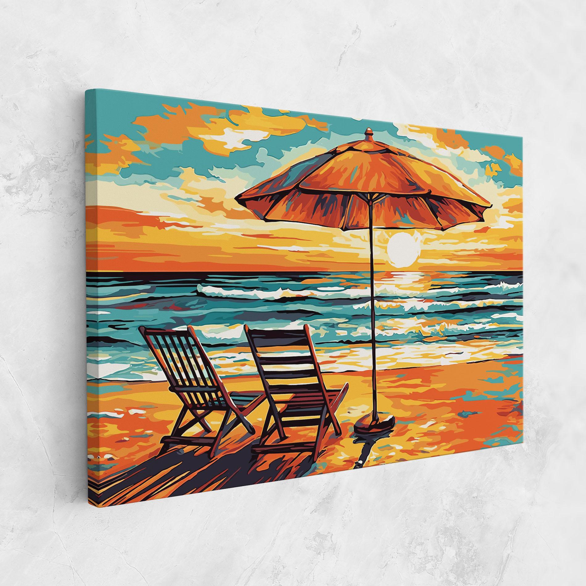 Leinwandbild Chair Sunset View mockup 1