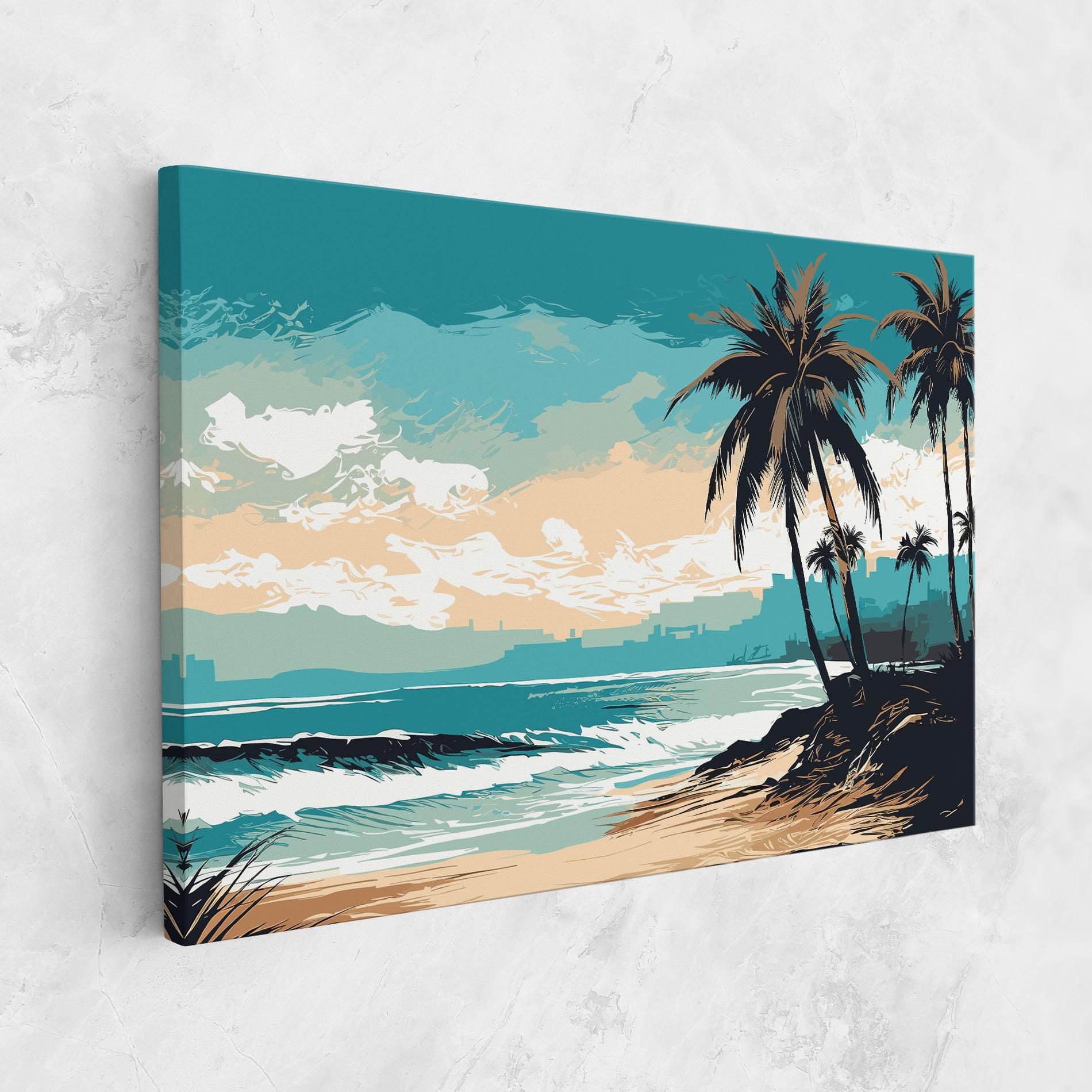 Leinwandbild Cream Blue Beach mockup 1