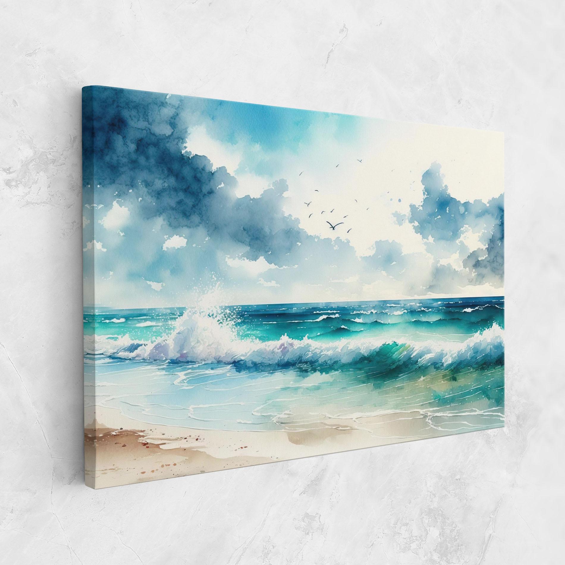 Leinwandbild Watercolor Sea Beach mockup 1