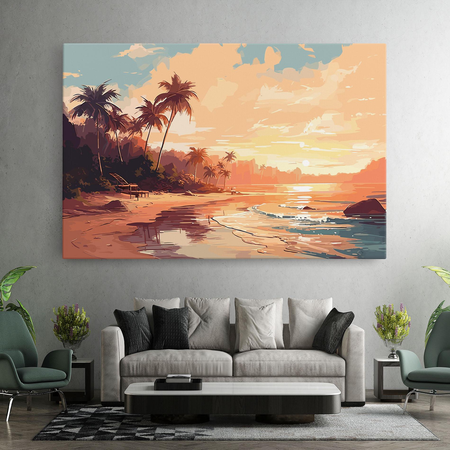 Leinwandbild Blue Orange Beach mockup 7