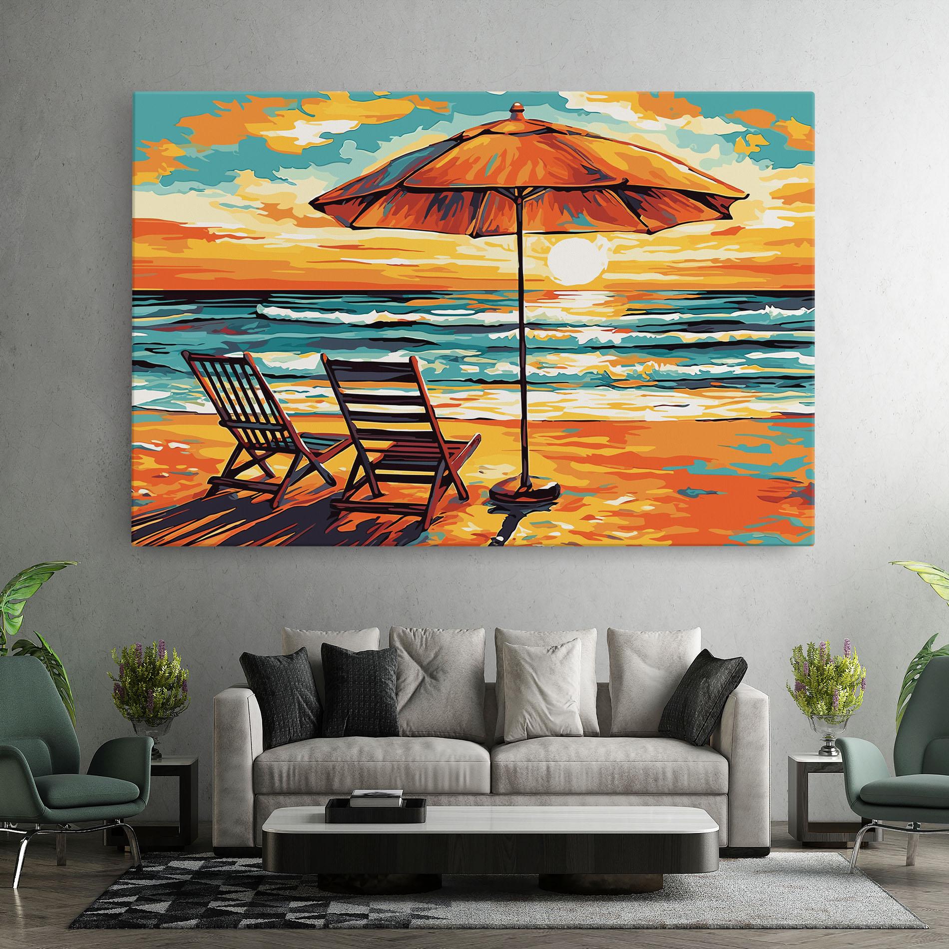 Leinwandbild Chair Sunset View mockup 7