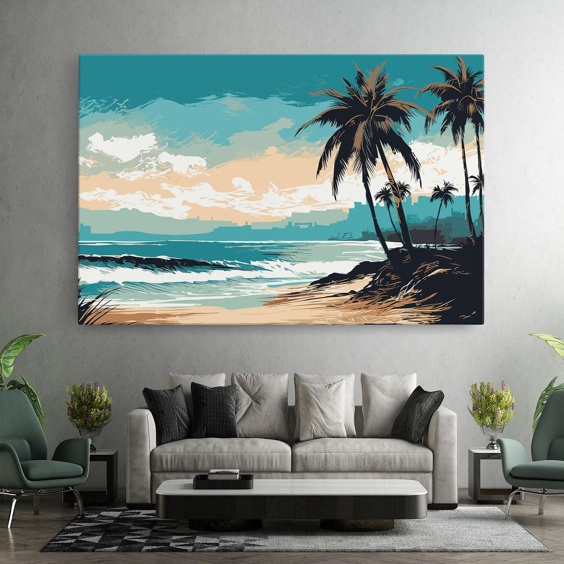 Leinwandbild Cream Blue Beach mockup 7