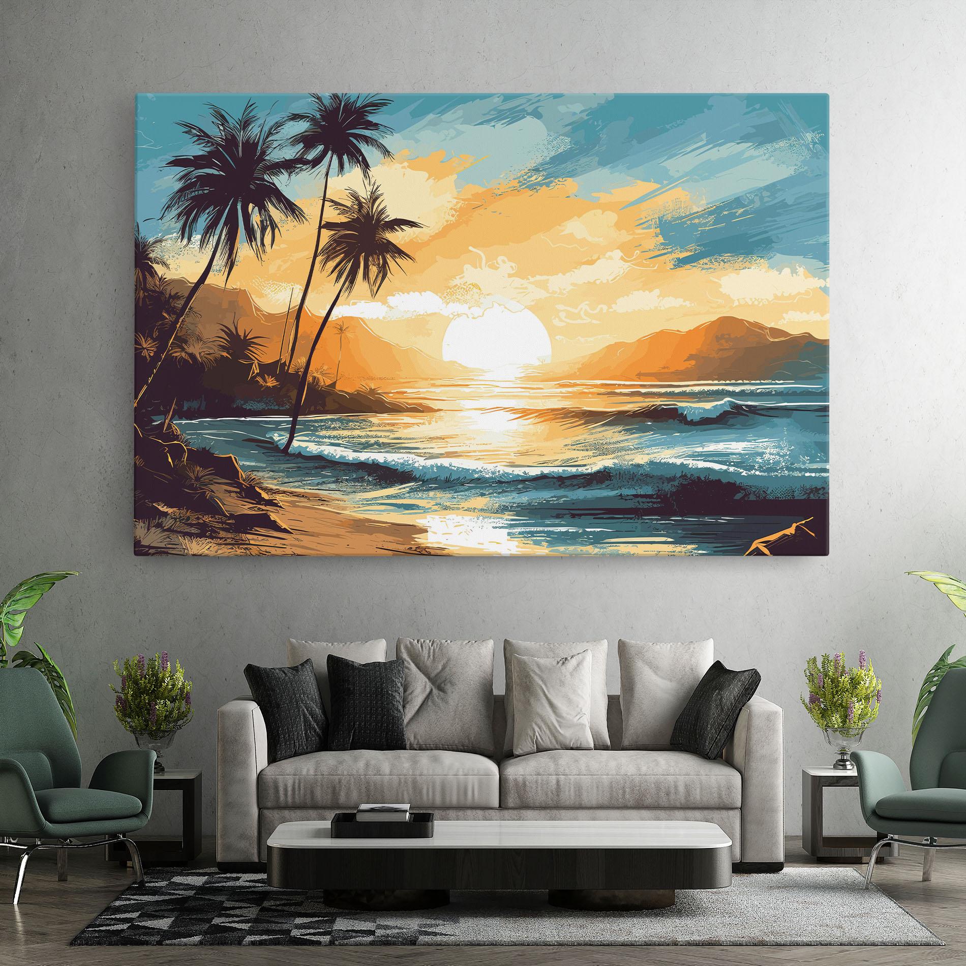 Leinwandbild Sunrise Beach View mockup 7