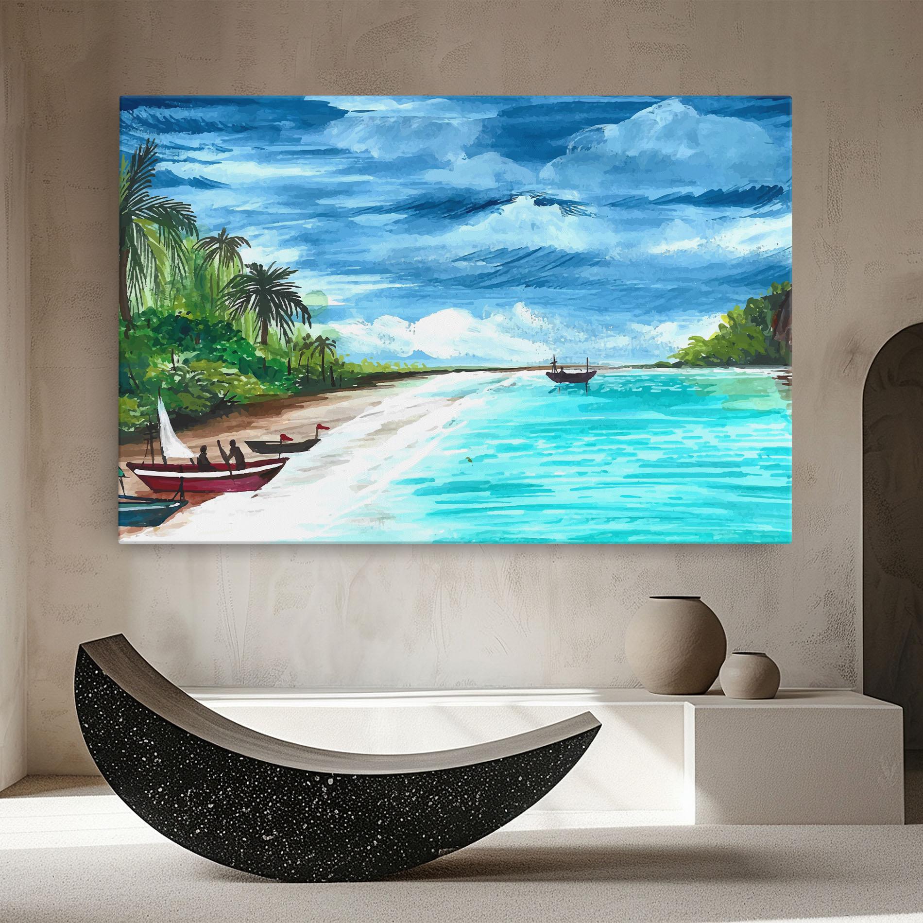 Leinwandbild Beach Painting Art mockup 8