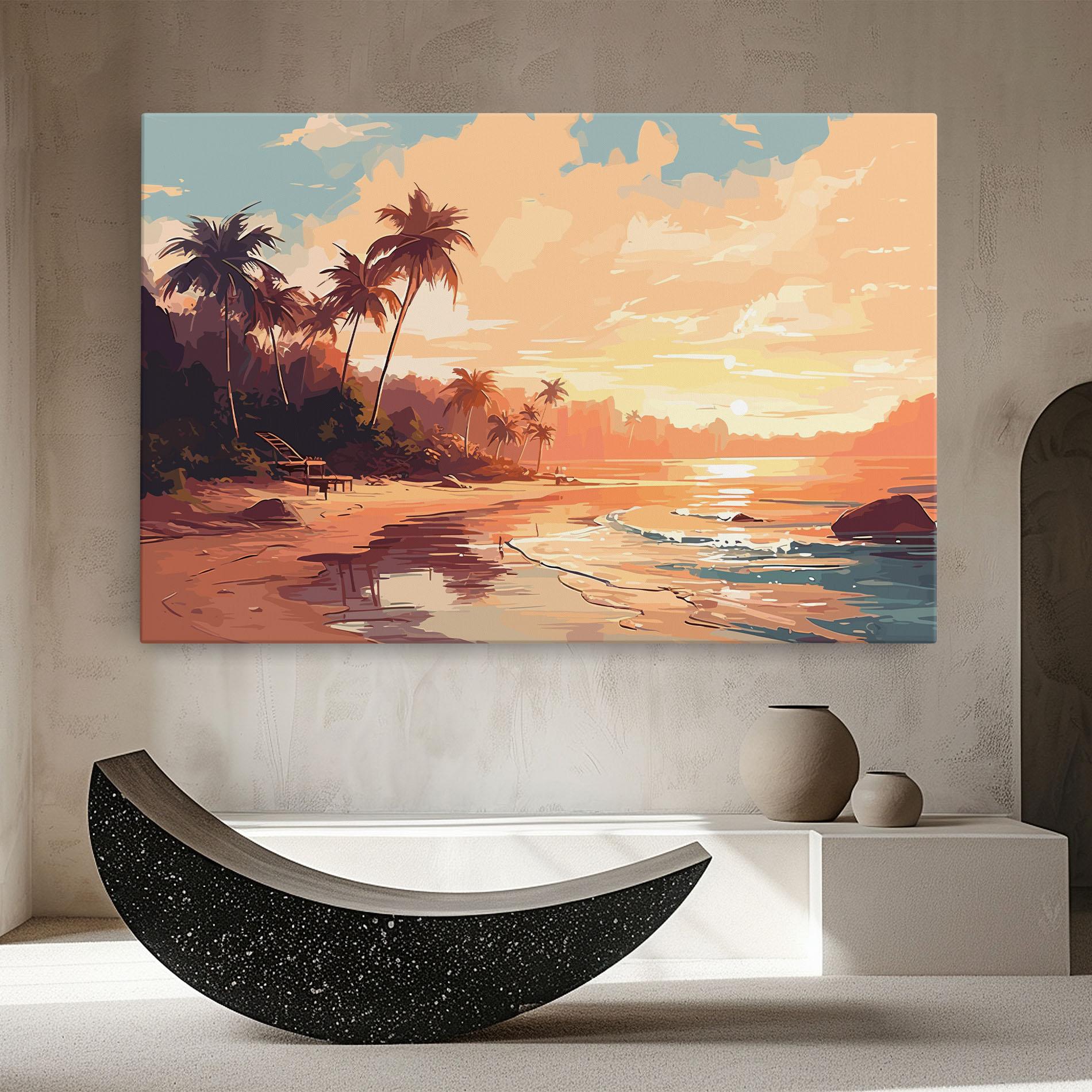 Leinwandbild Blue Orange Beach mockup 8