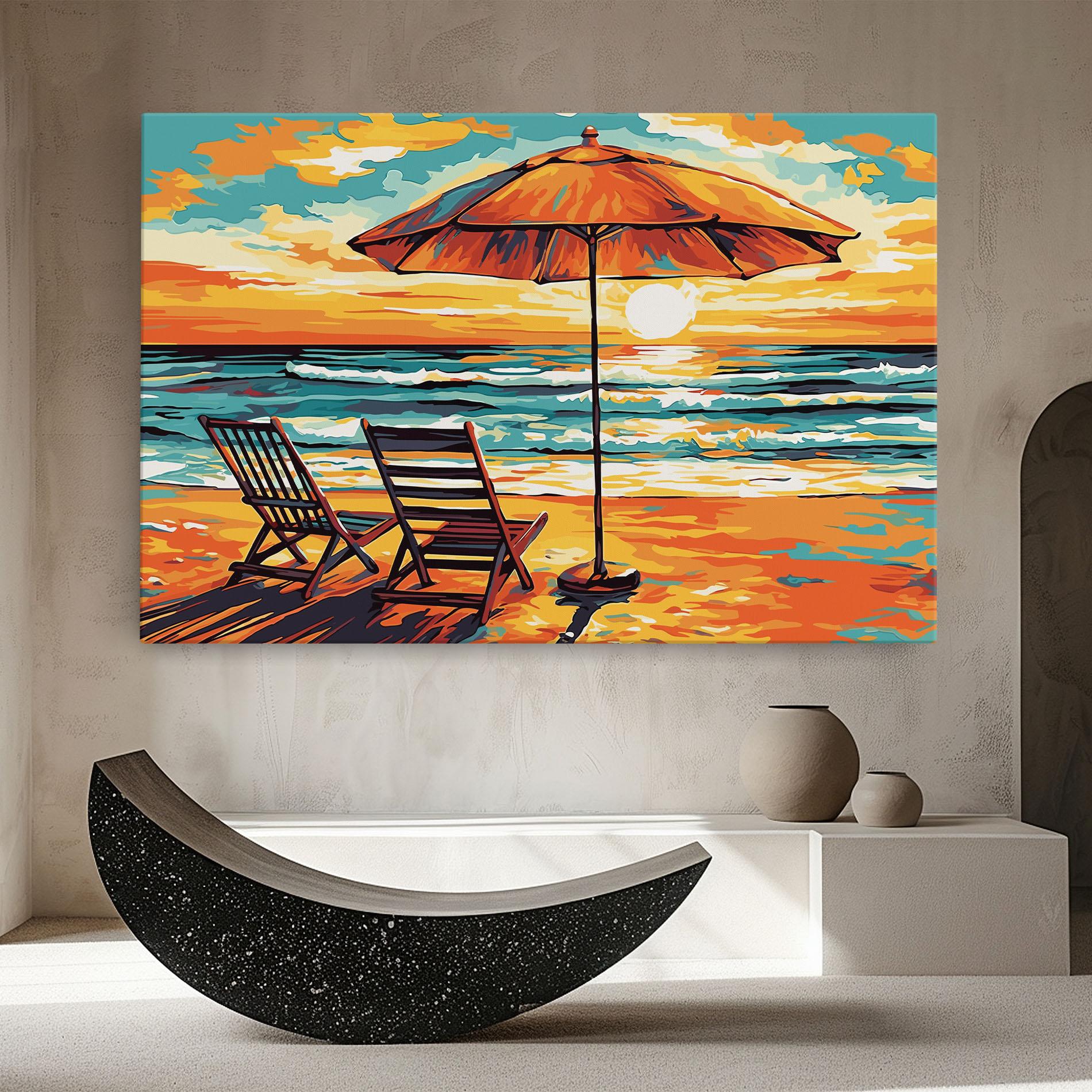 Leinwandbild Chair Sunset View mockup 8