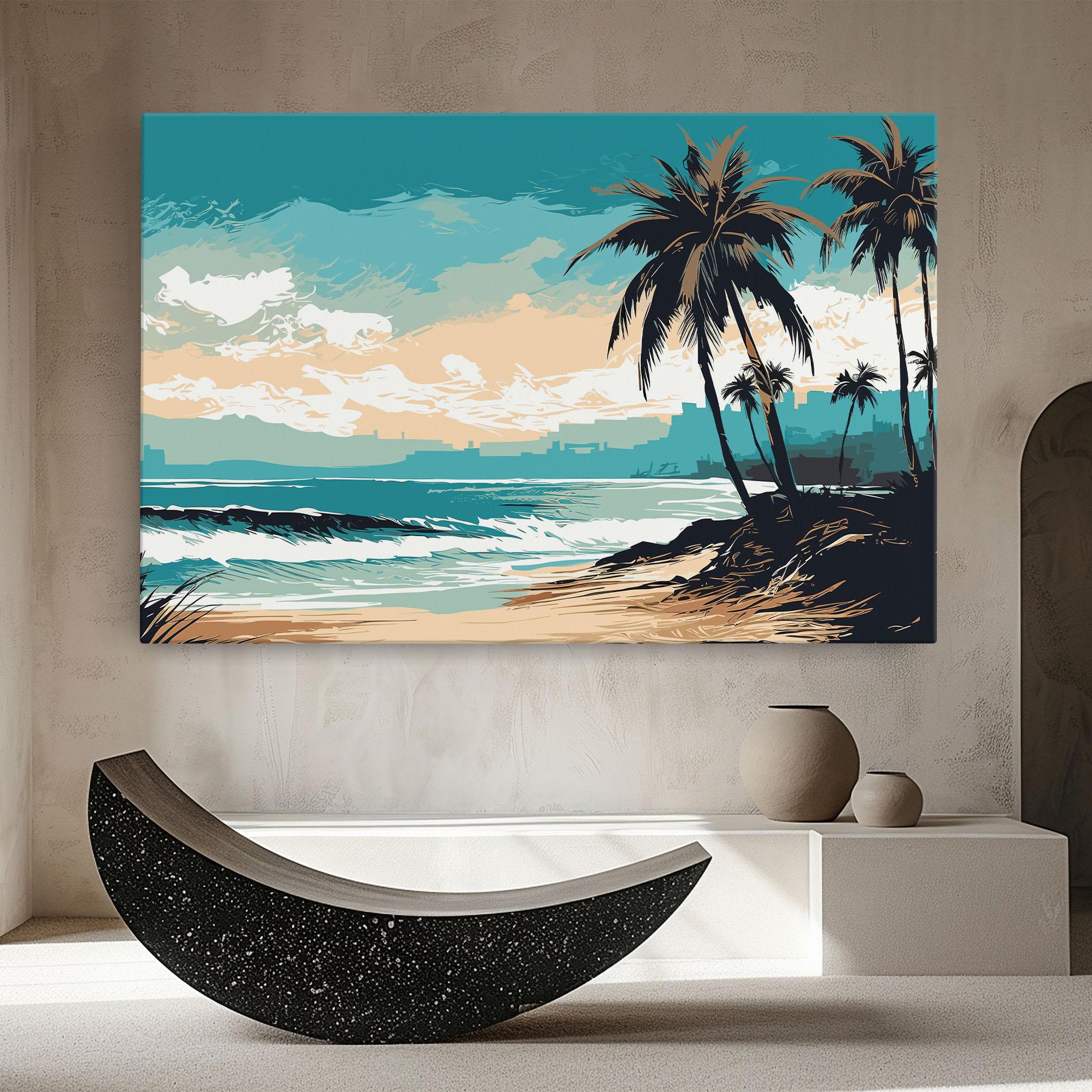 Leinwandbild Cream Blue Beach mockup 8