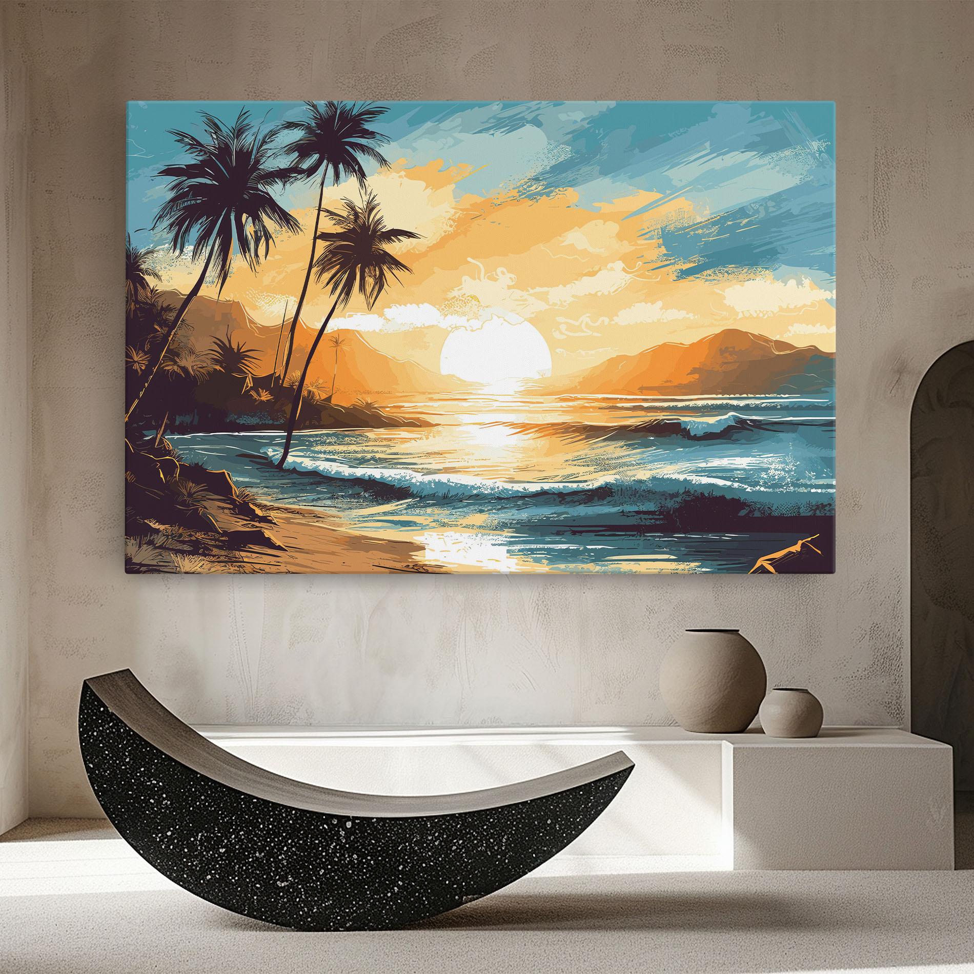 Leinwandbild Sunrise Beach View mockup 8