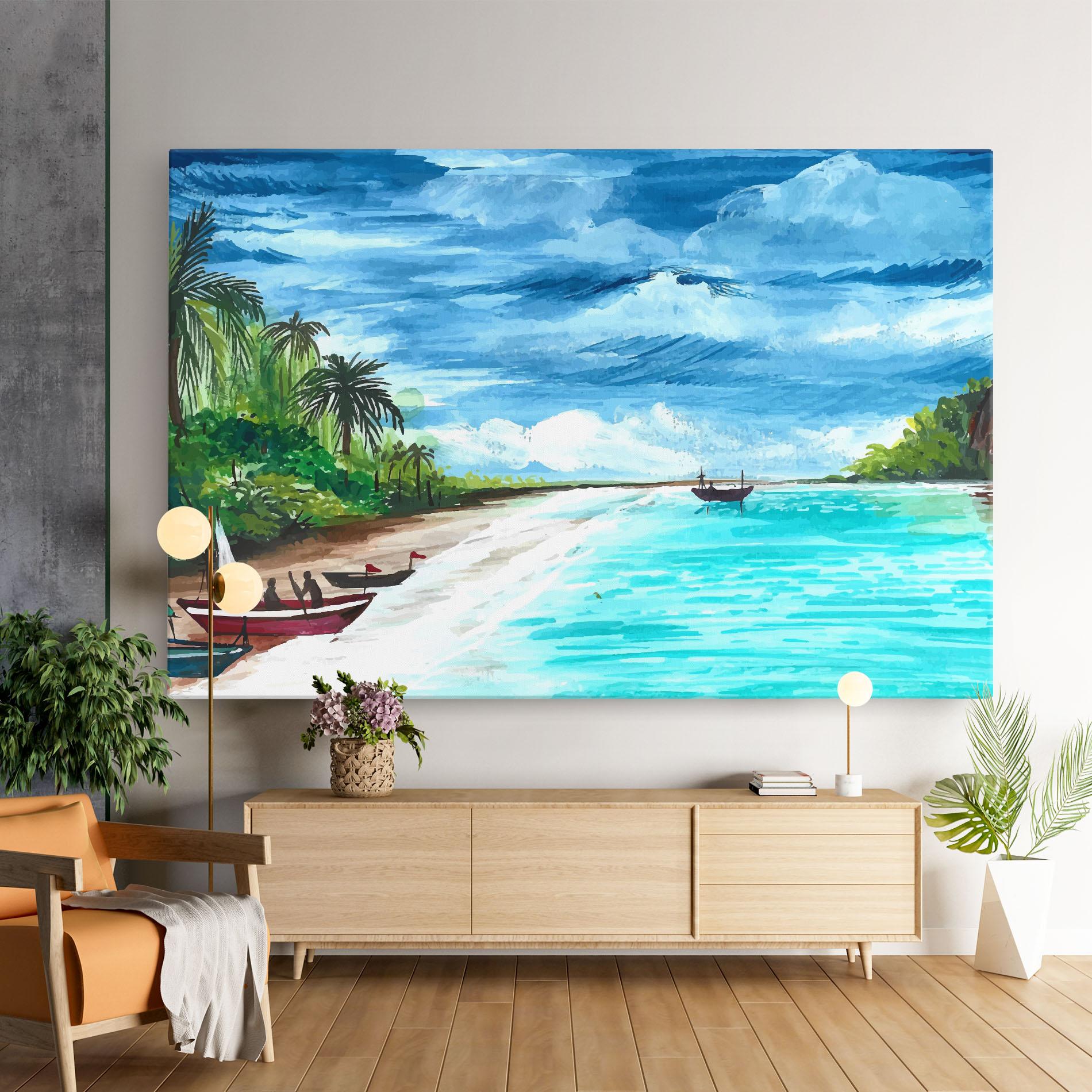 Leinwandbild Beach Painting Art mockup 9