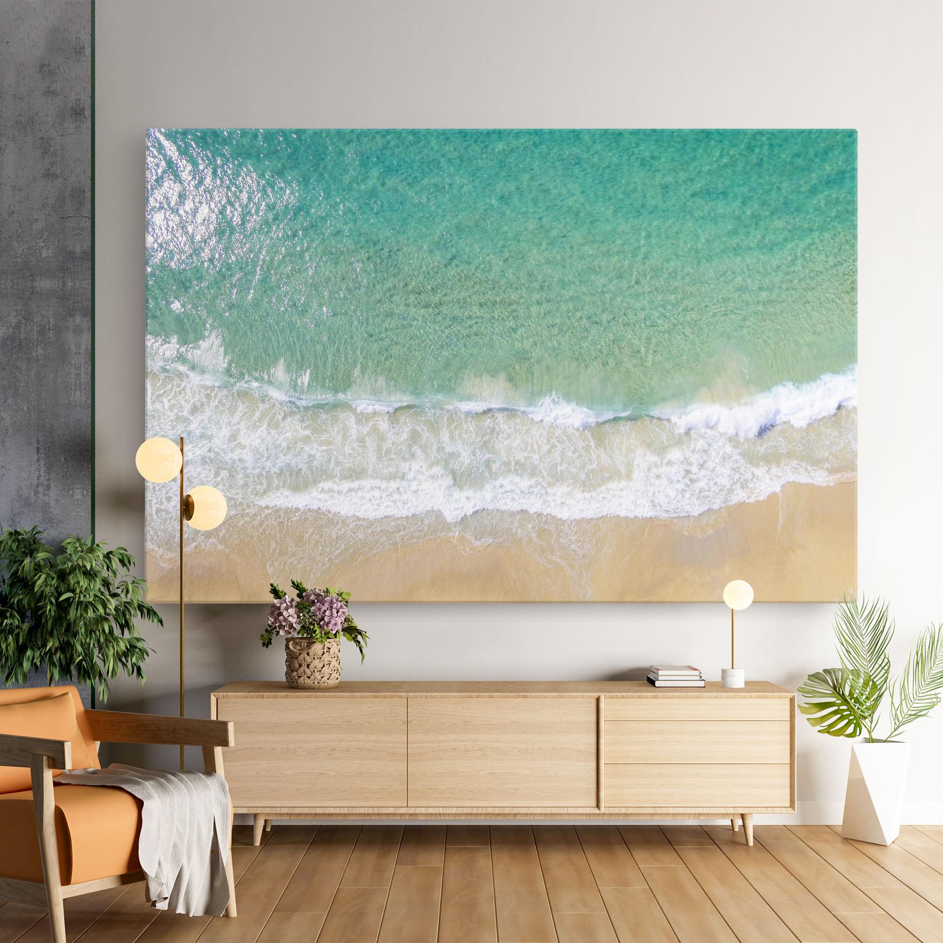 Leinwandbild Blue Waves Beach mockup 9