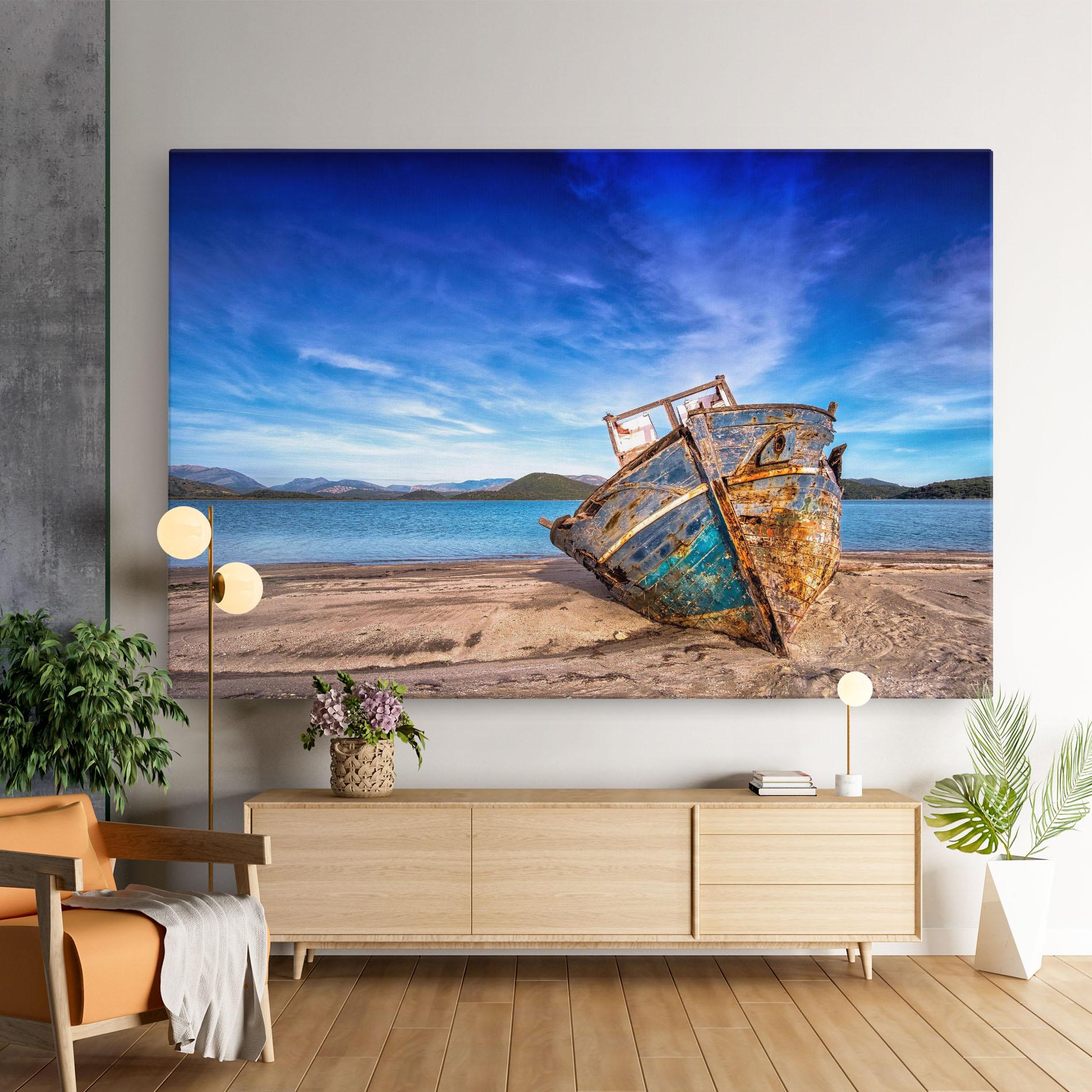 Leinwandbild Boat Blue Sky mockup 9