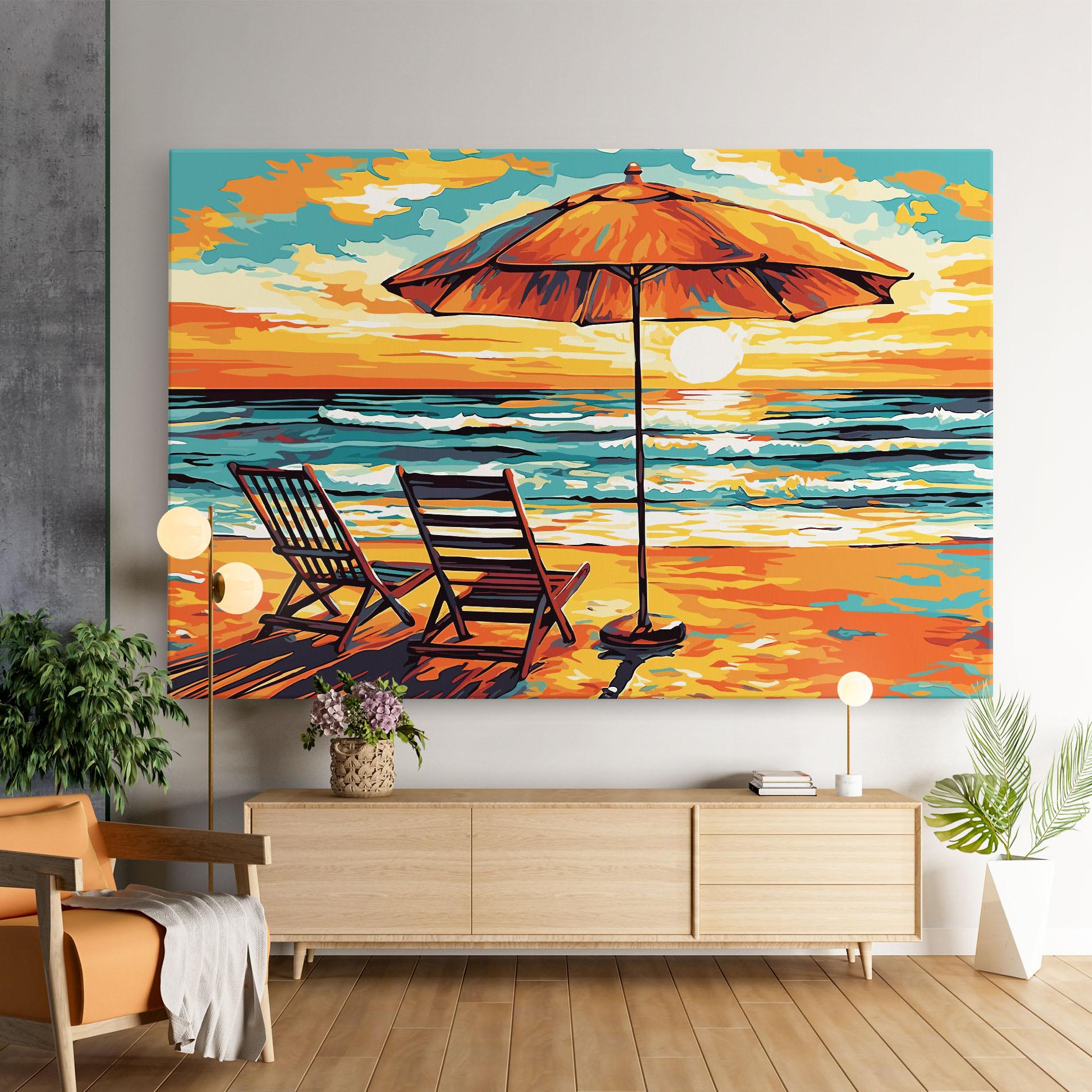 Leinwandbild Chair Sunset View mockup 9