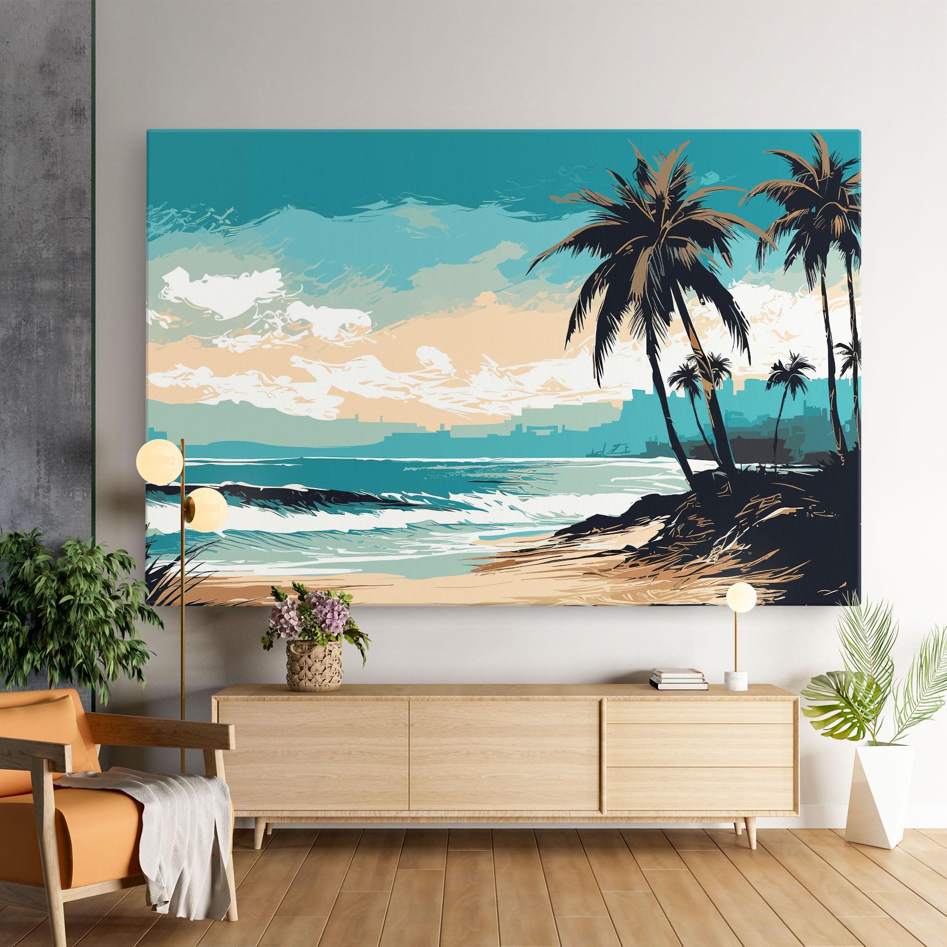 Leinwandbild Cream Blue Beach mockup 9