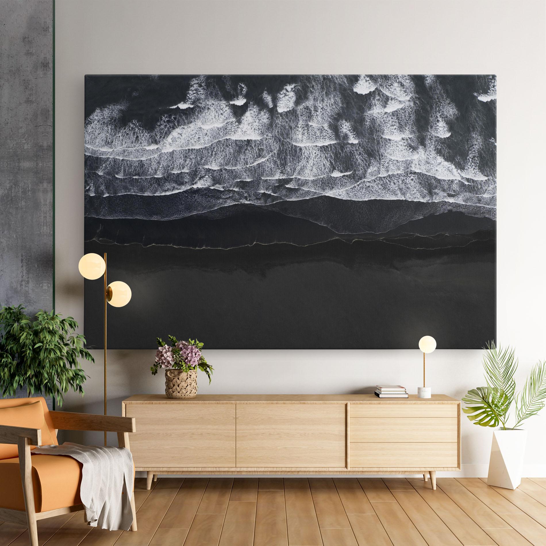 Leinwandbild Grey Waves Beach mockup 9