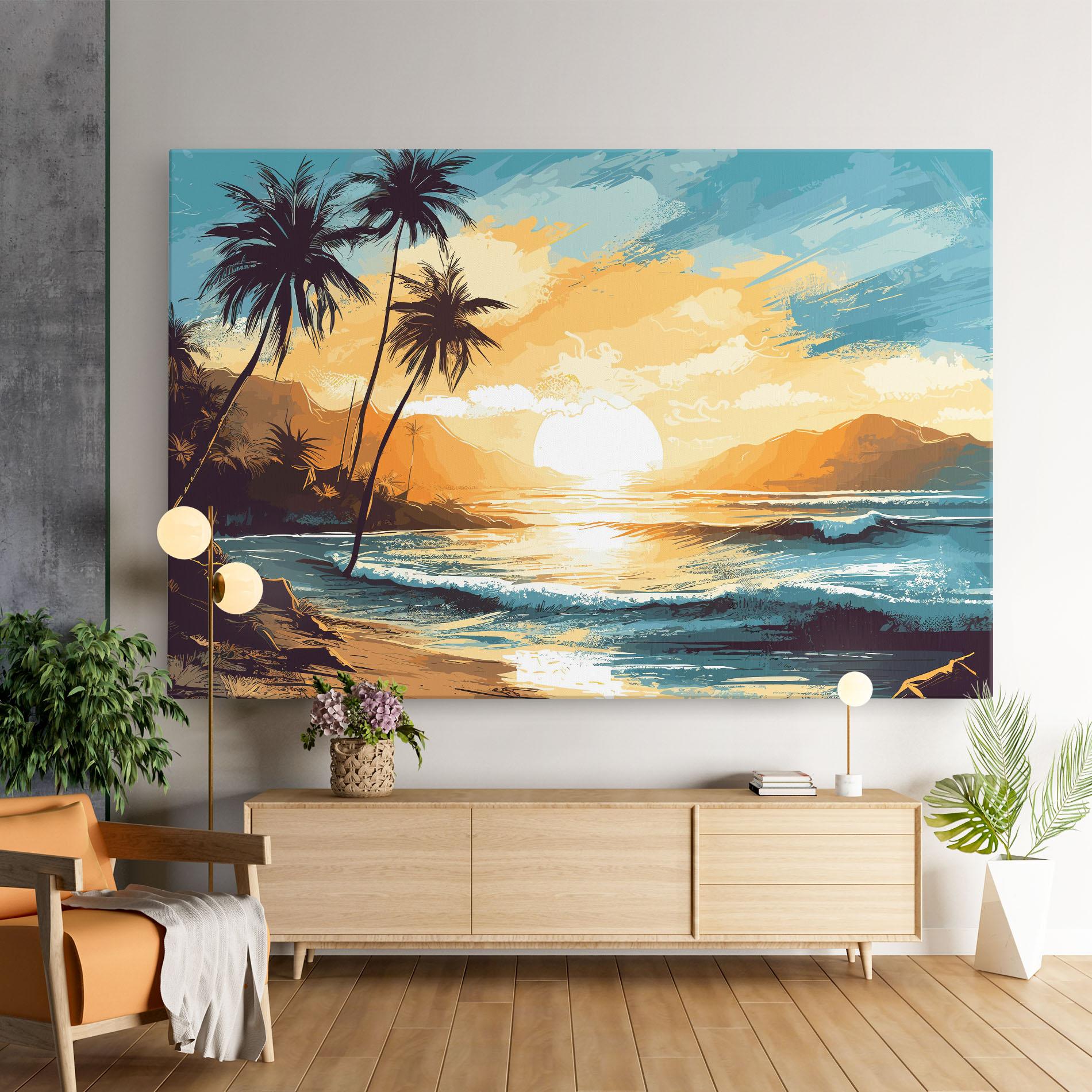 Leinwandbild Sunrise Beach View mockup 9