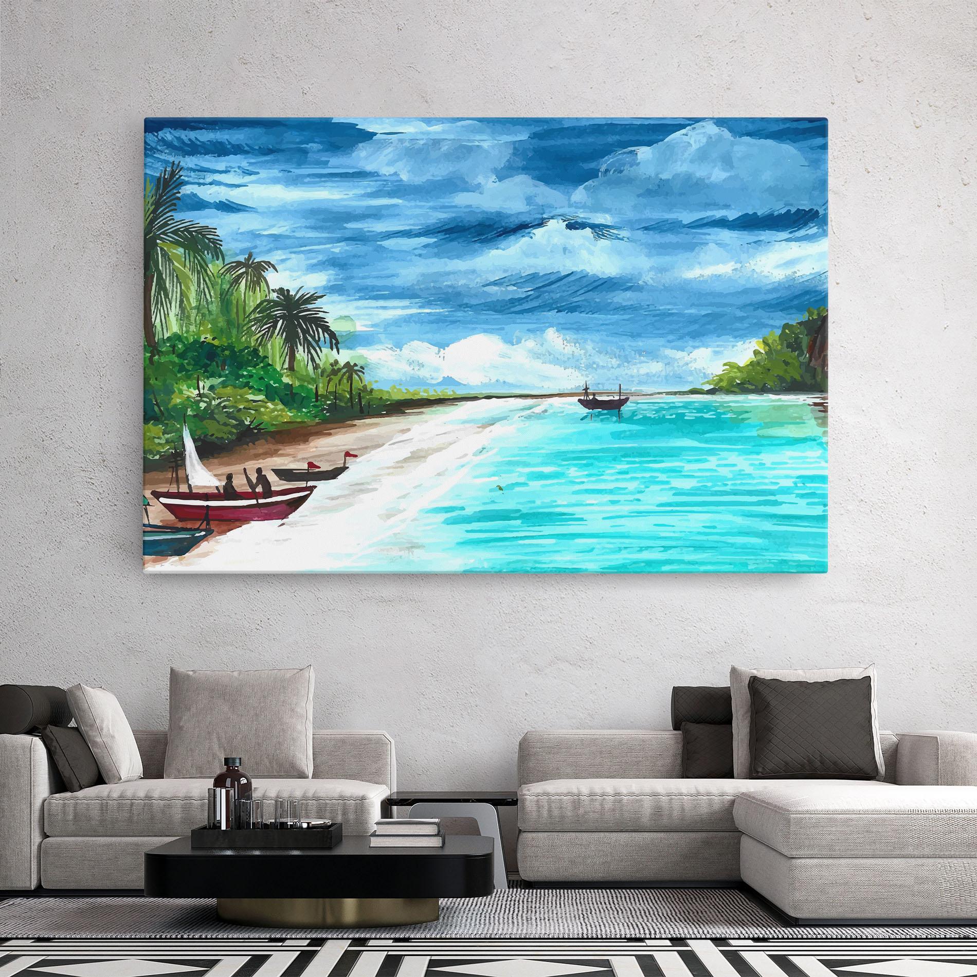 Leinwandbild Beach Painting Art mockup 2