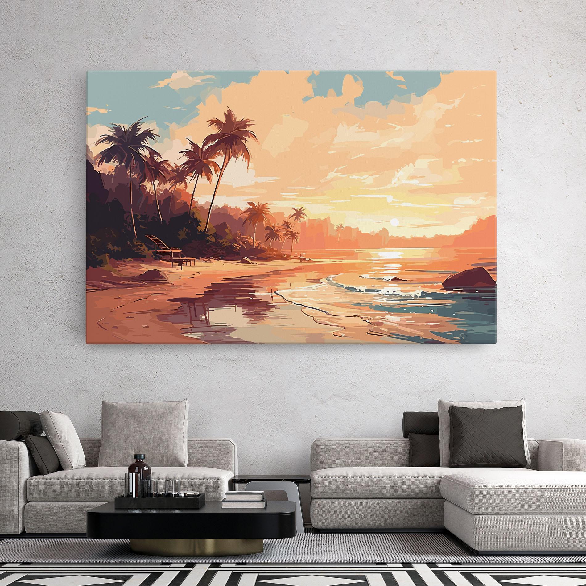 Leinwandbild Blue Orange Beach mockup 2