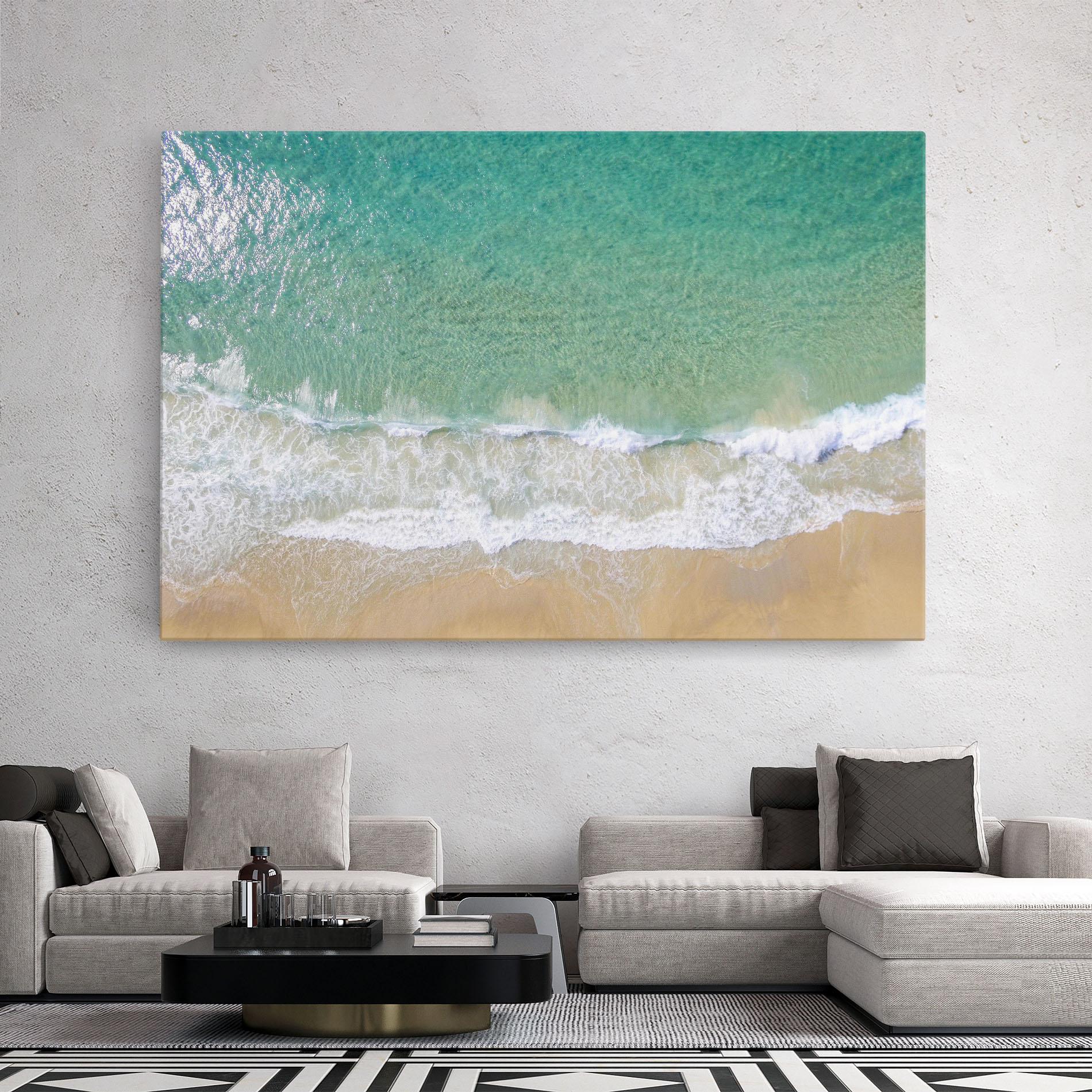 Leinwandbild Blue Waves Beach mockup 2