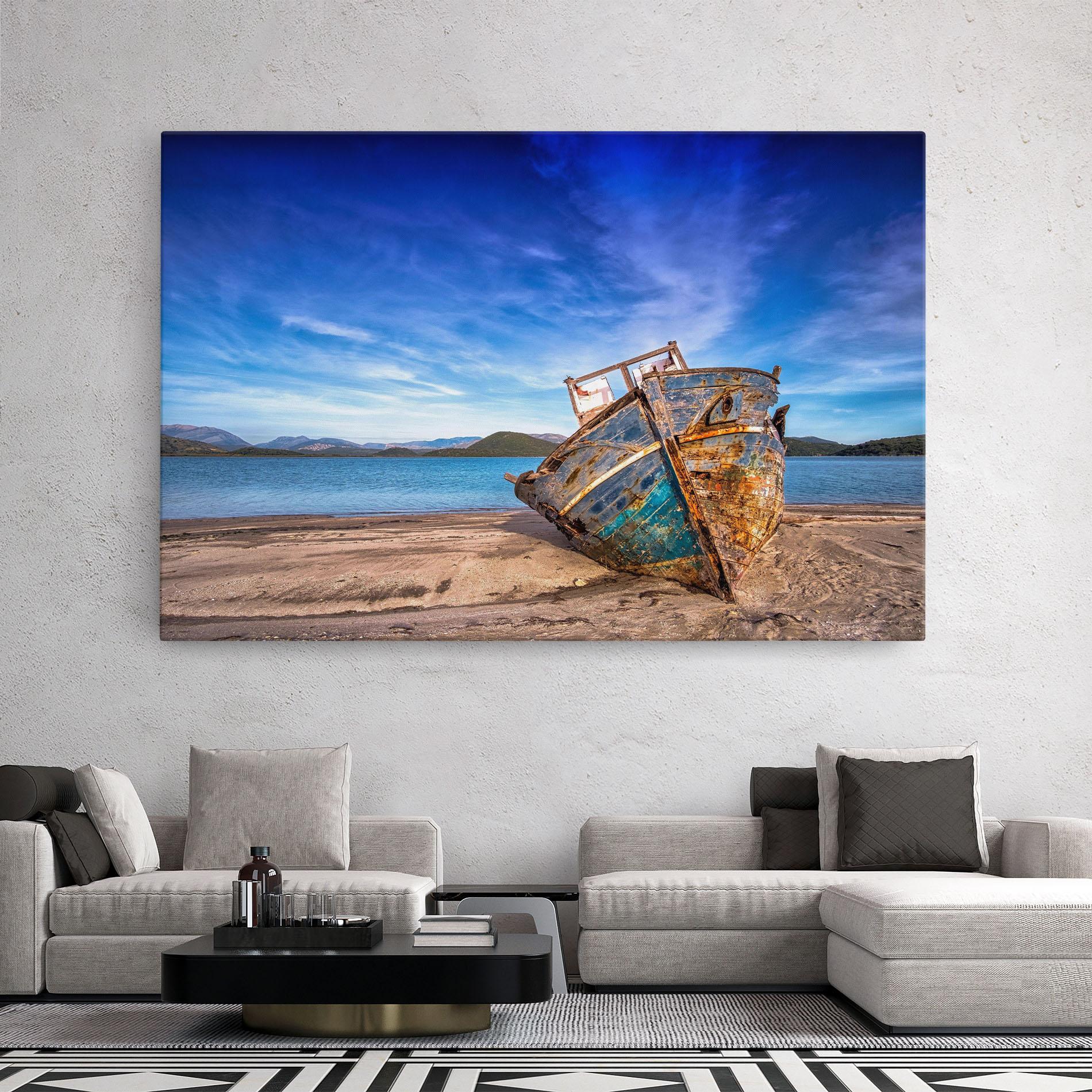 Leinwandbild Boat Blue Sky mockup 2