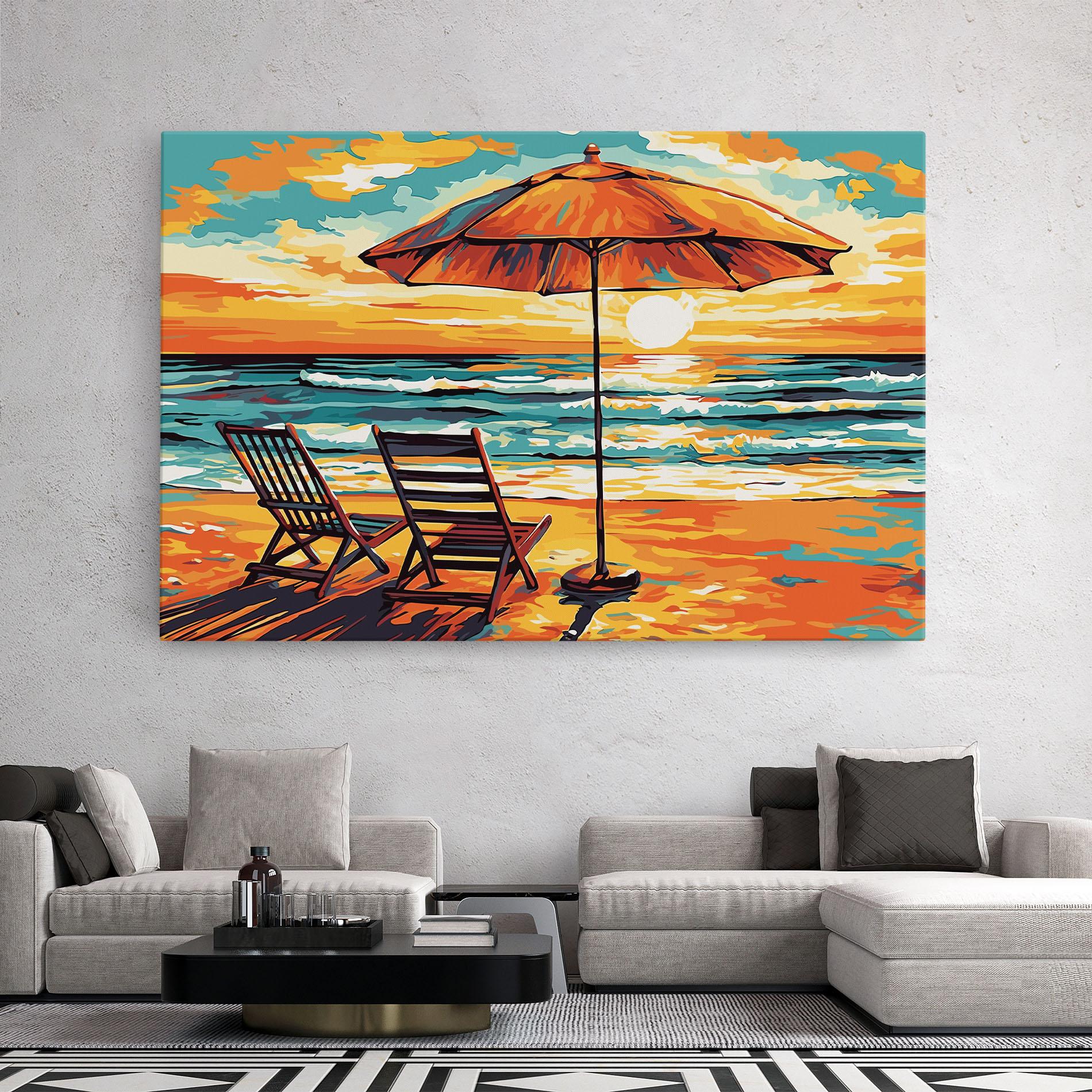 Leinwandbild Chair Sunset View mockup 2