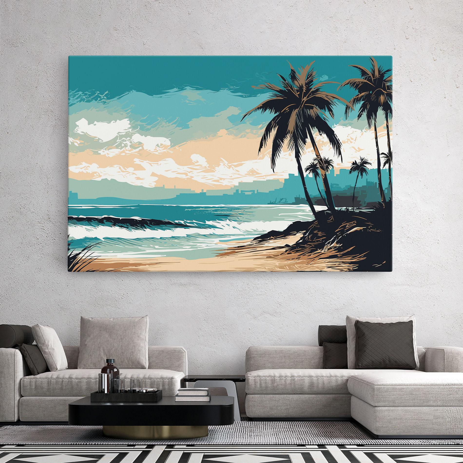 Leinwandbild Cream Blue Beach mockup 2