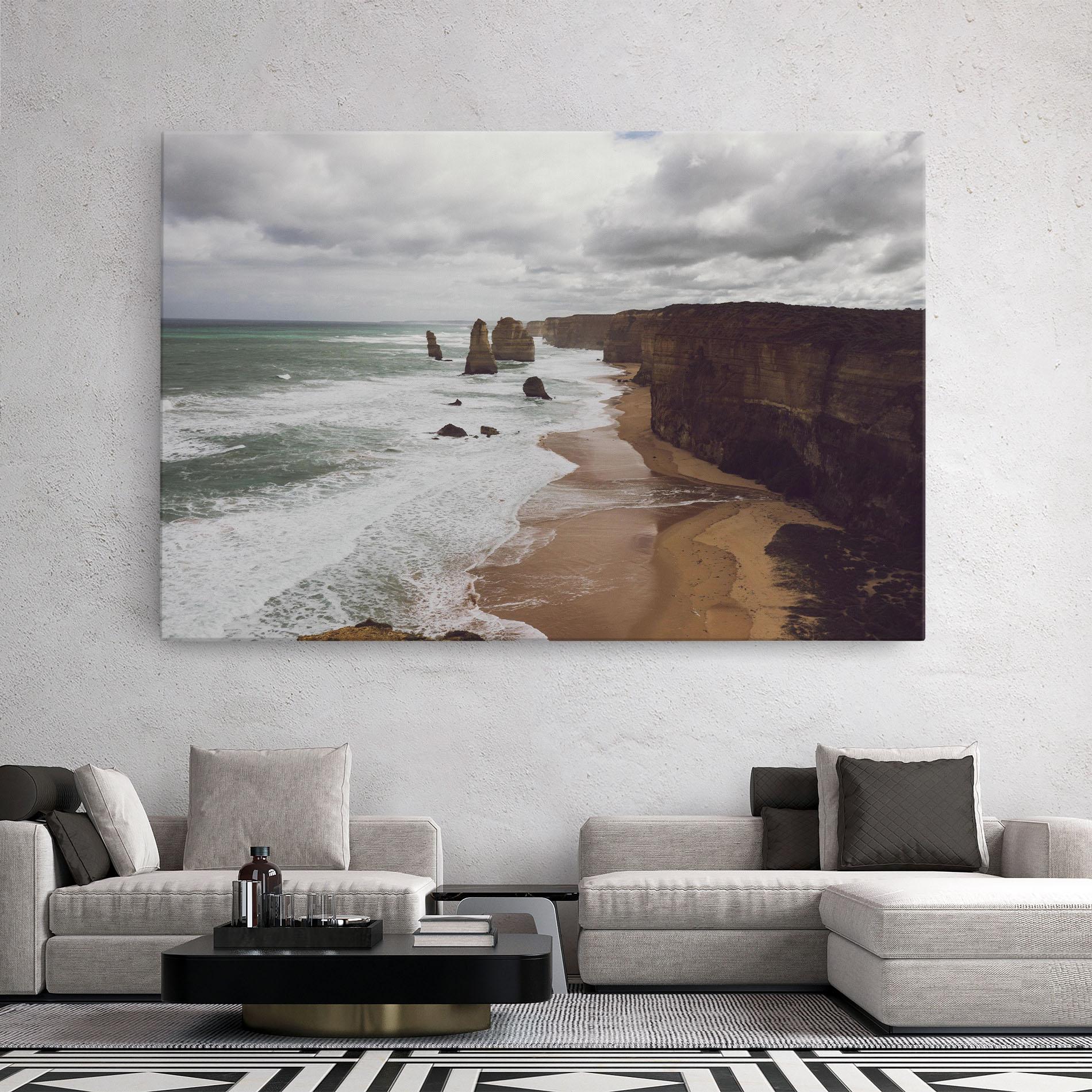Leinwandbild Grey Clouds Beach mockup 2