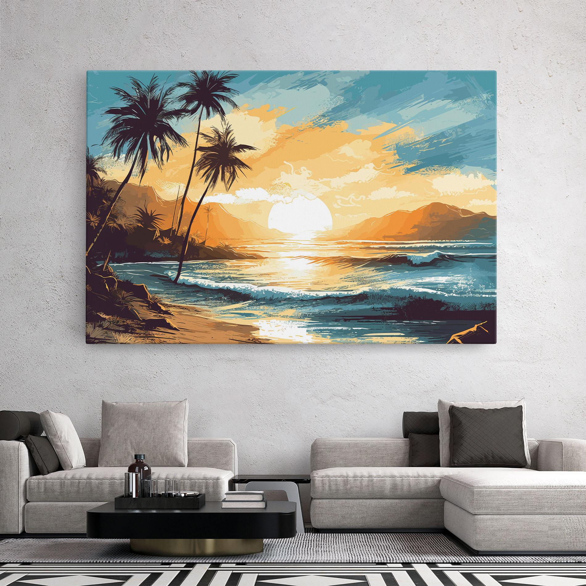 Leinwandbild Sunrise Beach View mockup 2