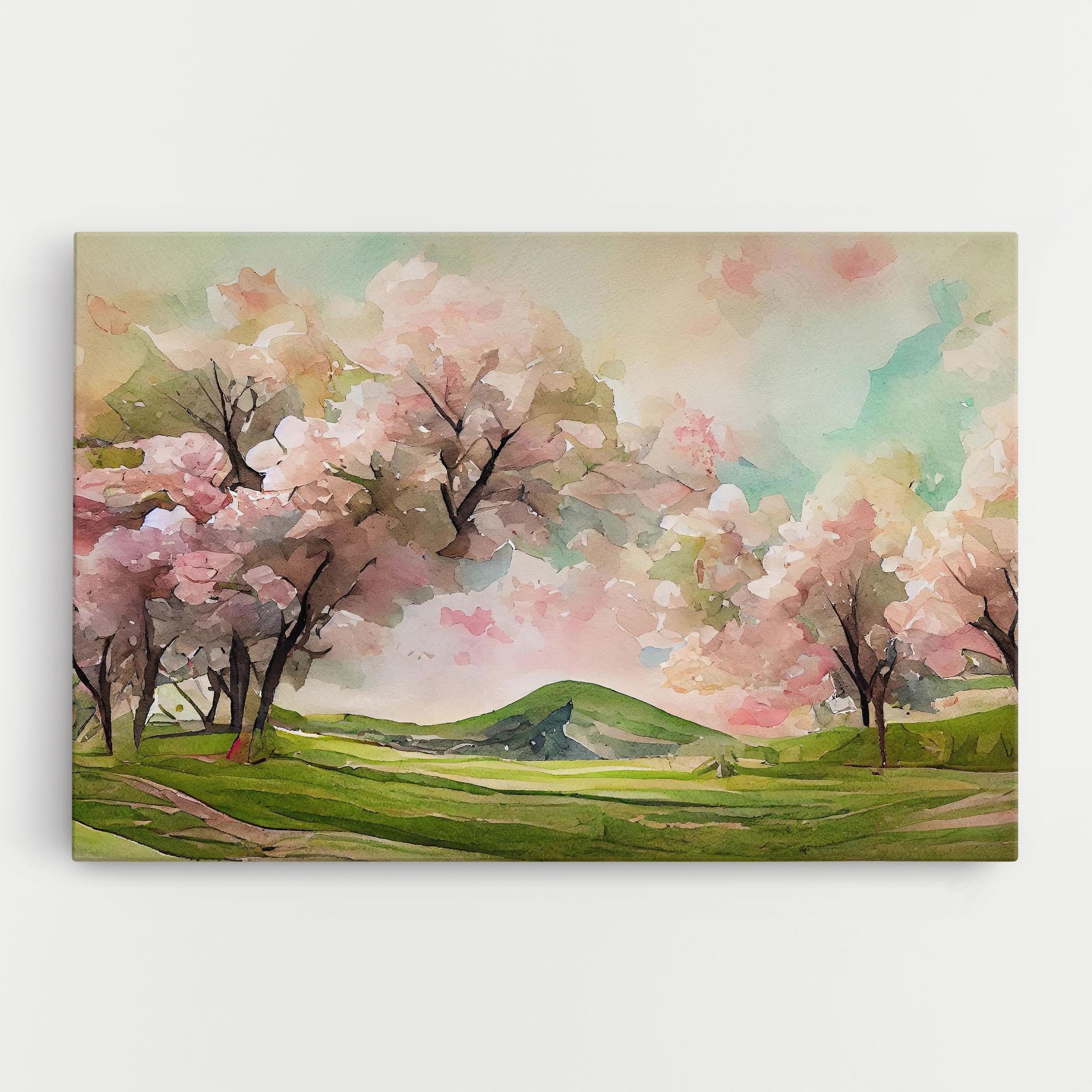 Leinwandbild Spring Pink Trees mockup 0