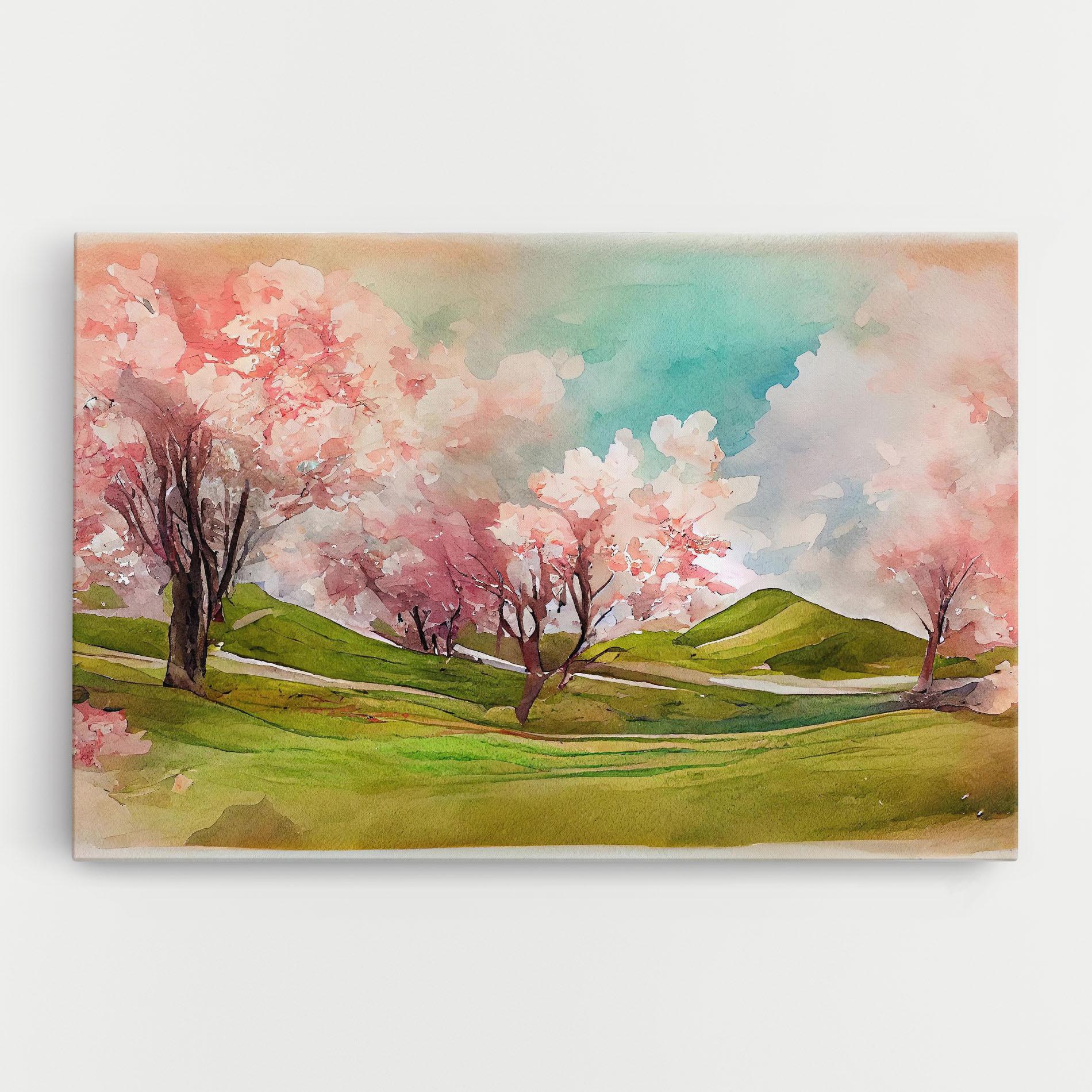 Leinwandbild Spring Trees Painting mockup 0
