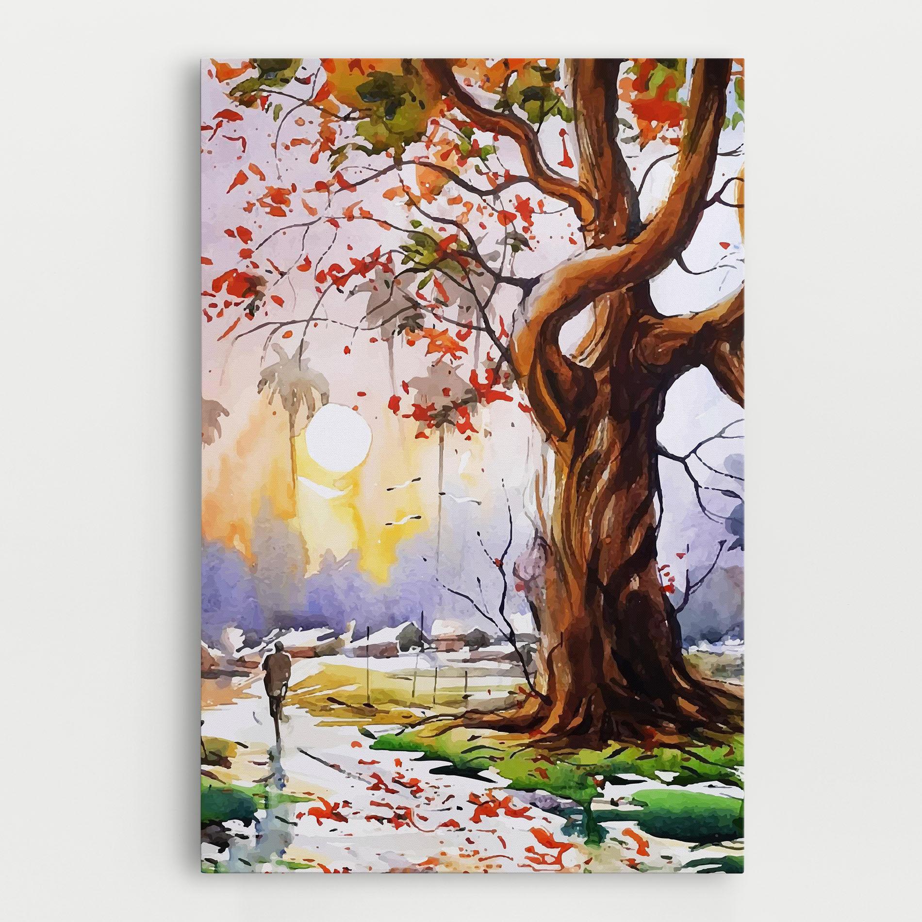Leinwandbild Watercolor Spring Tree mockup 0