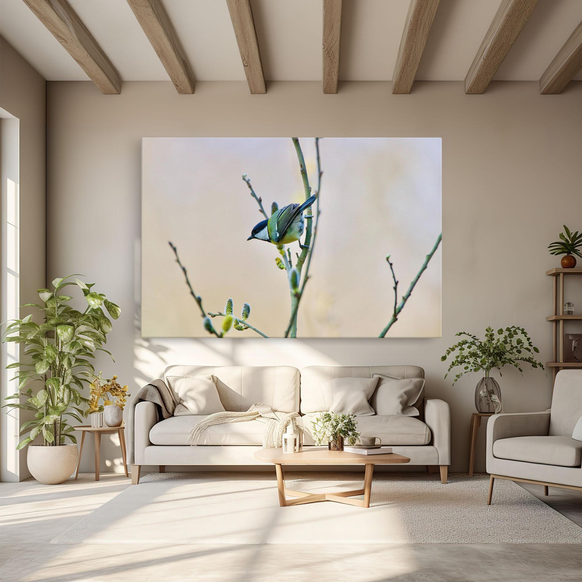 Leinwandbild Beautiful Spring Bird mockup 6